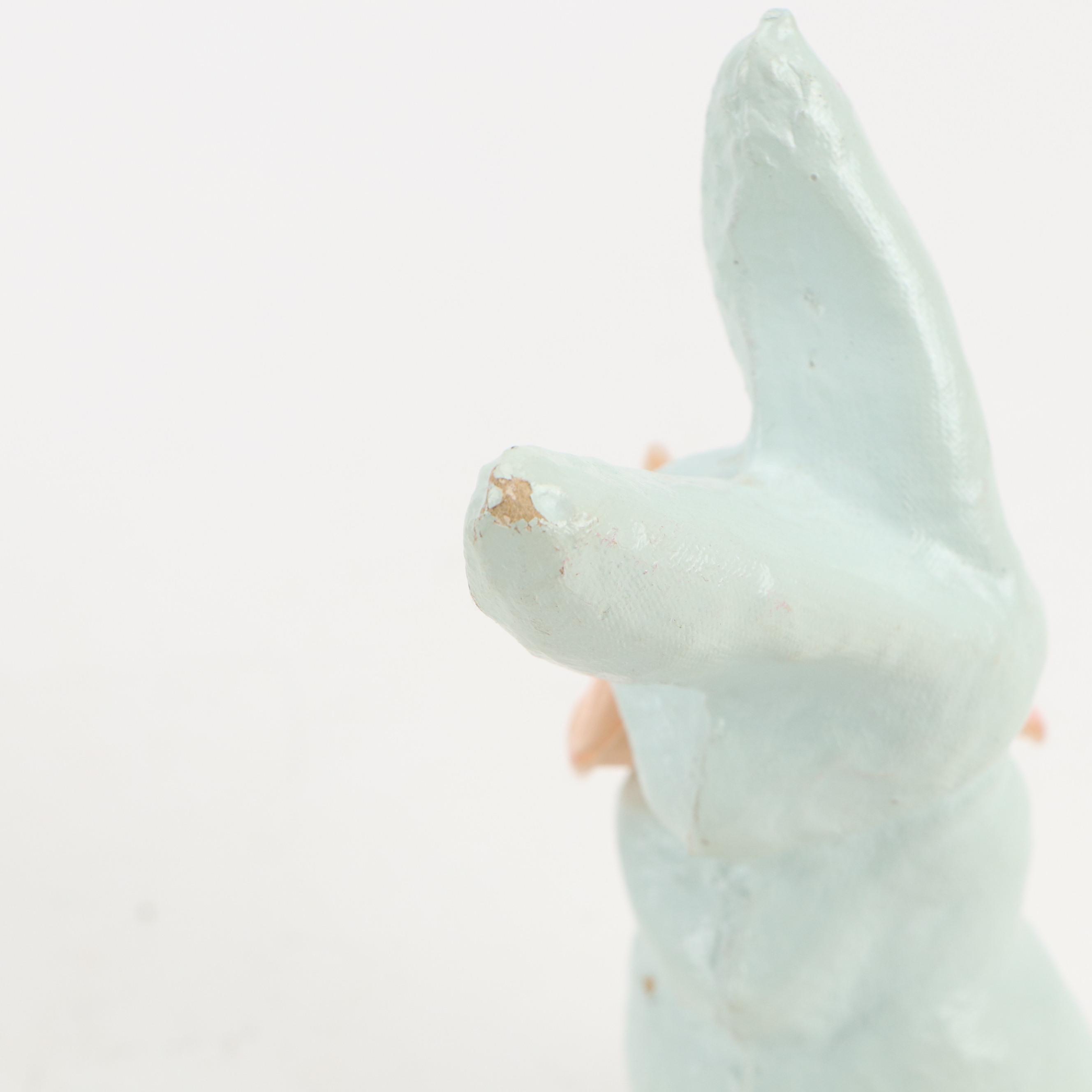 Rabbit Figurines with Other Easter Basket, Mid to Late 20th Century