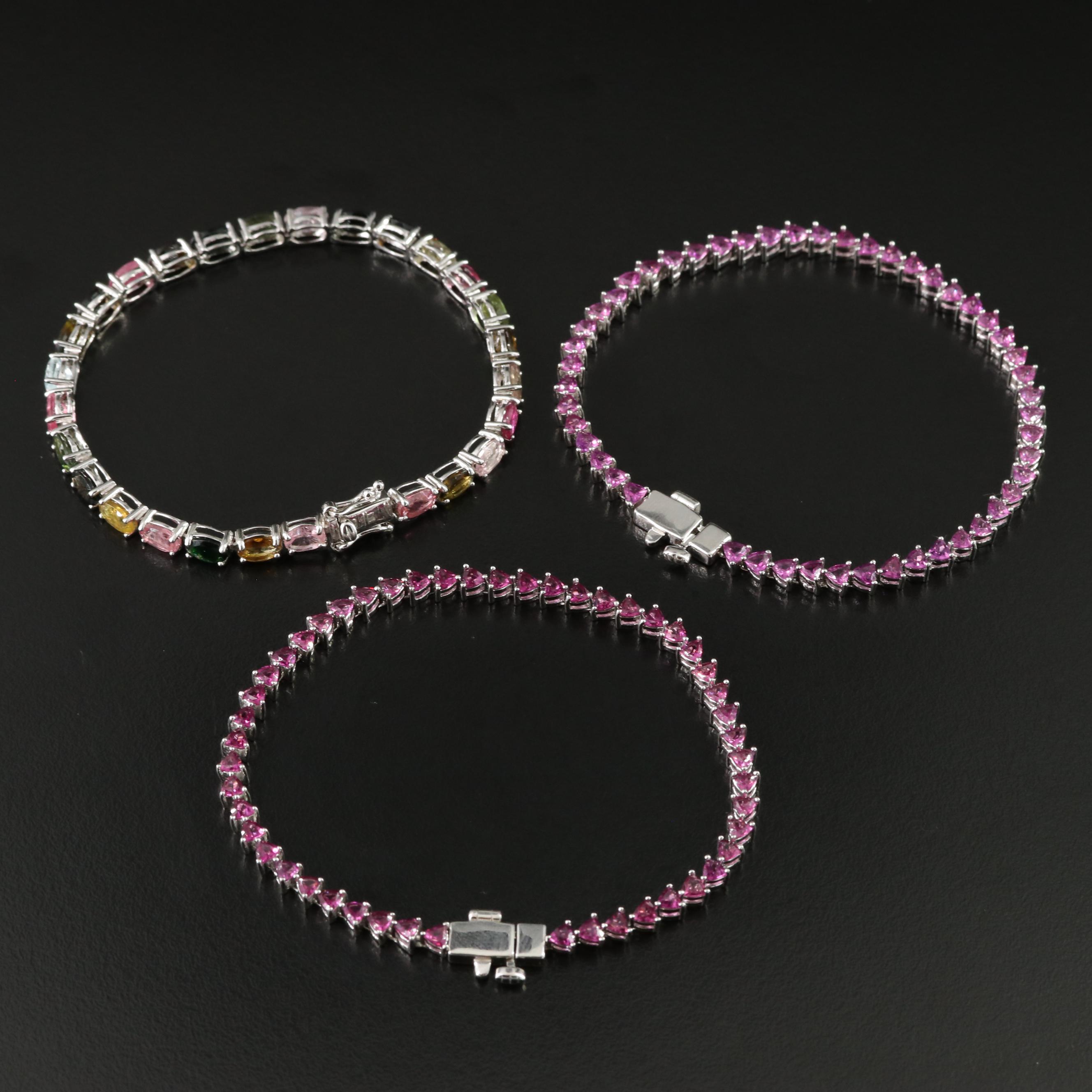 Sterling Tourmaline and Rhodolite Garnet Bracelets