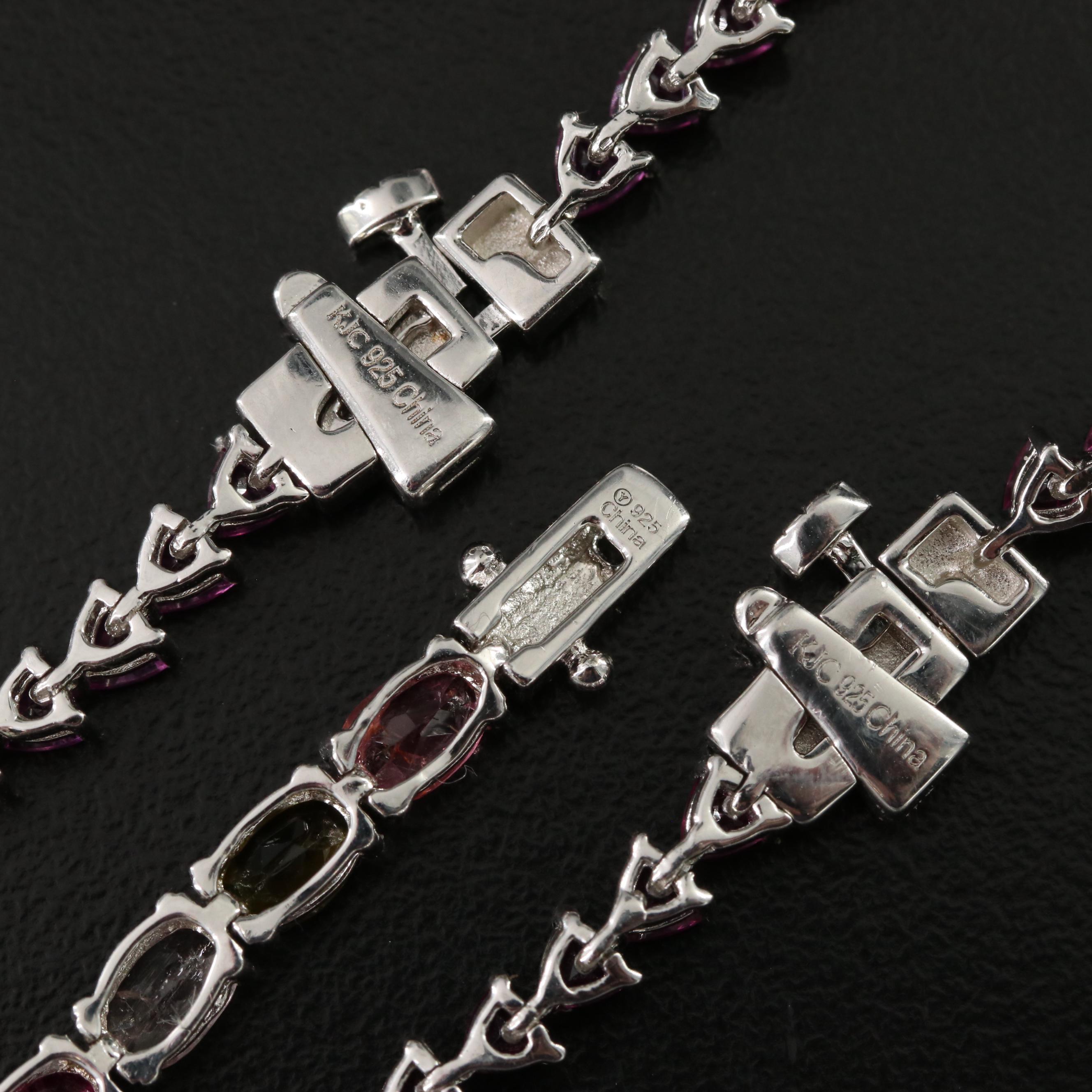 Sterling Tourmaline and Rhodolite Garnet Bracelets