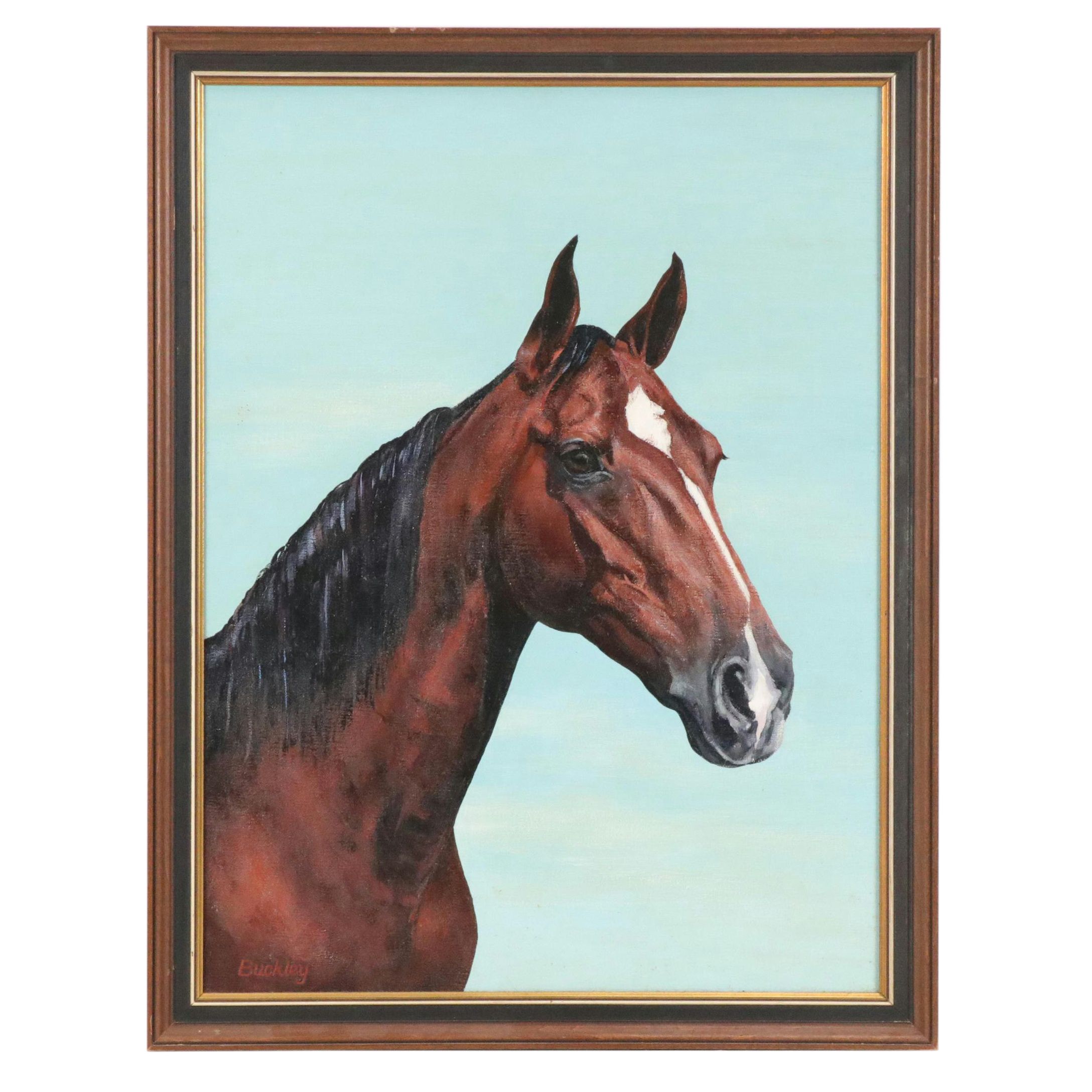 Equine Portrait Oil Painting, Late 20th Century