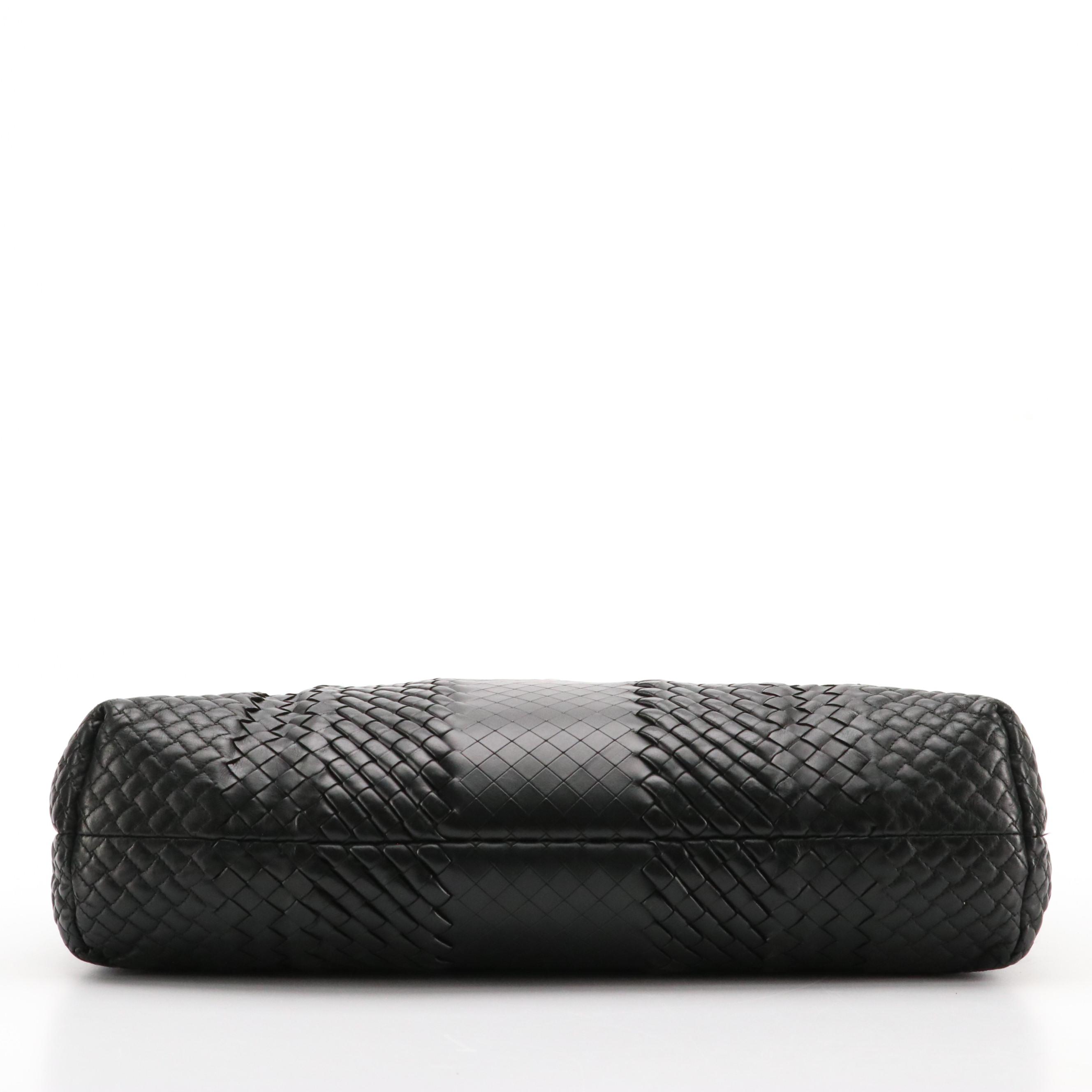 Bottega Veneta Envelope Flap Briefcase in Black Quilted and Intrecciato Leather
