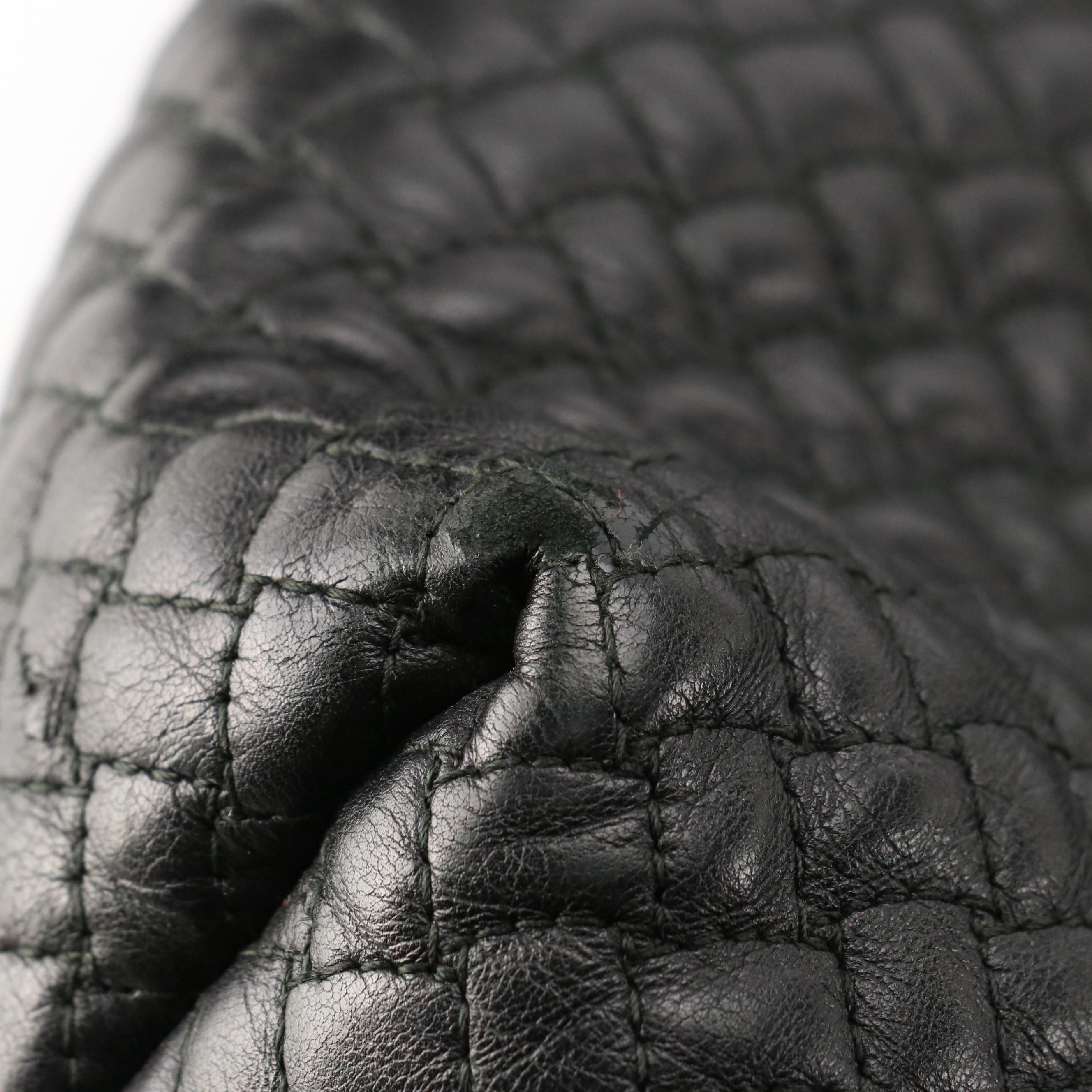 Bottega Veneta Envelope Flap Briefcase in Black Quilted and Intrecciato Leather