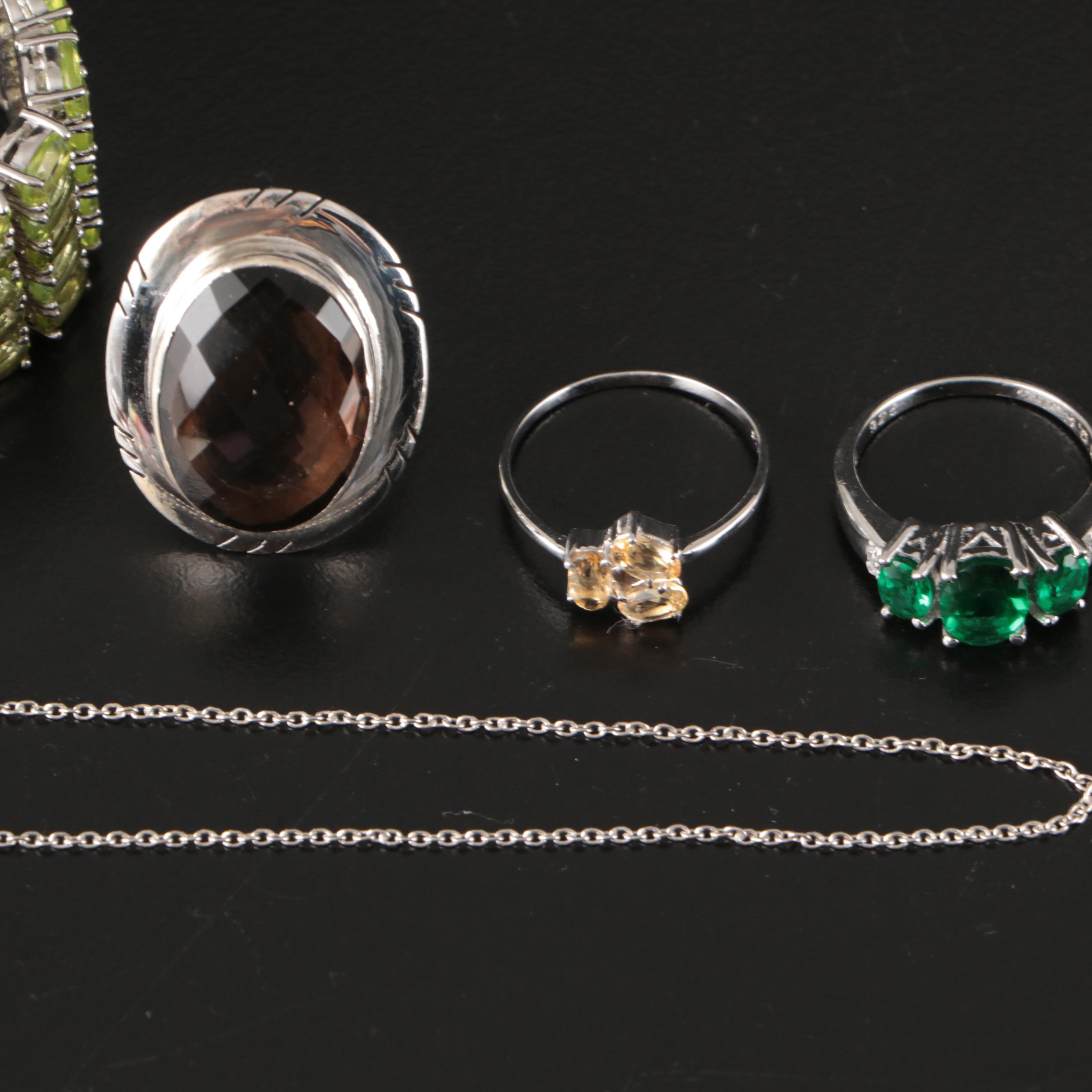 17 Assorted Sterling Silver Bracelets, Earrings, Necklaces, Pendants, and Rings