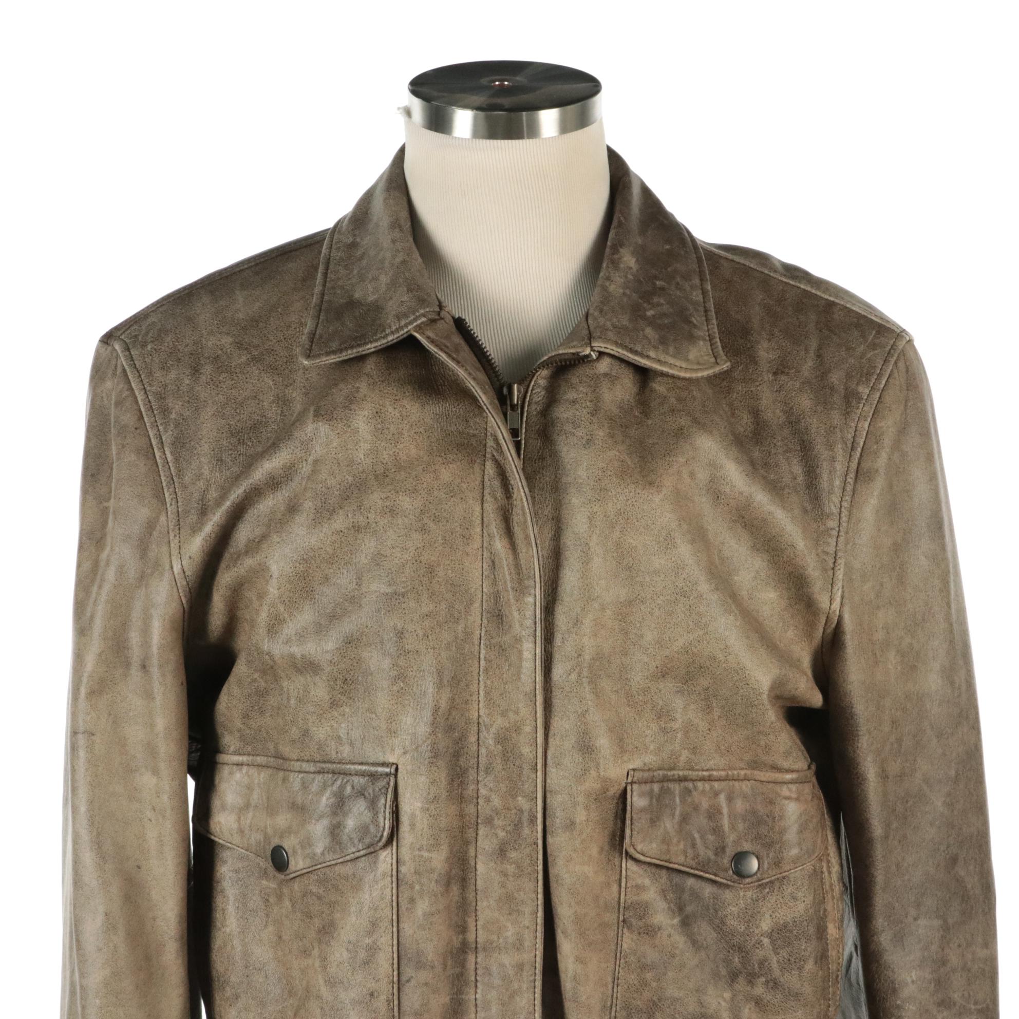 Men's The Flight Club Distressed Leather Bomber Jacket