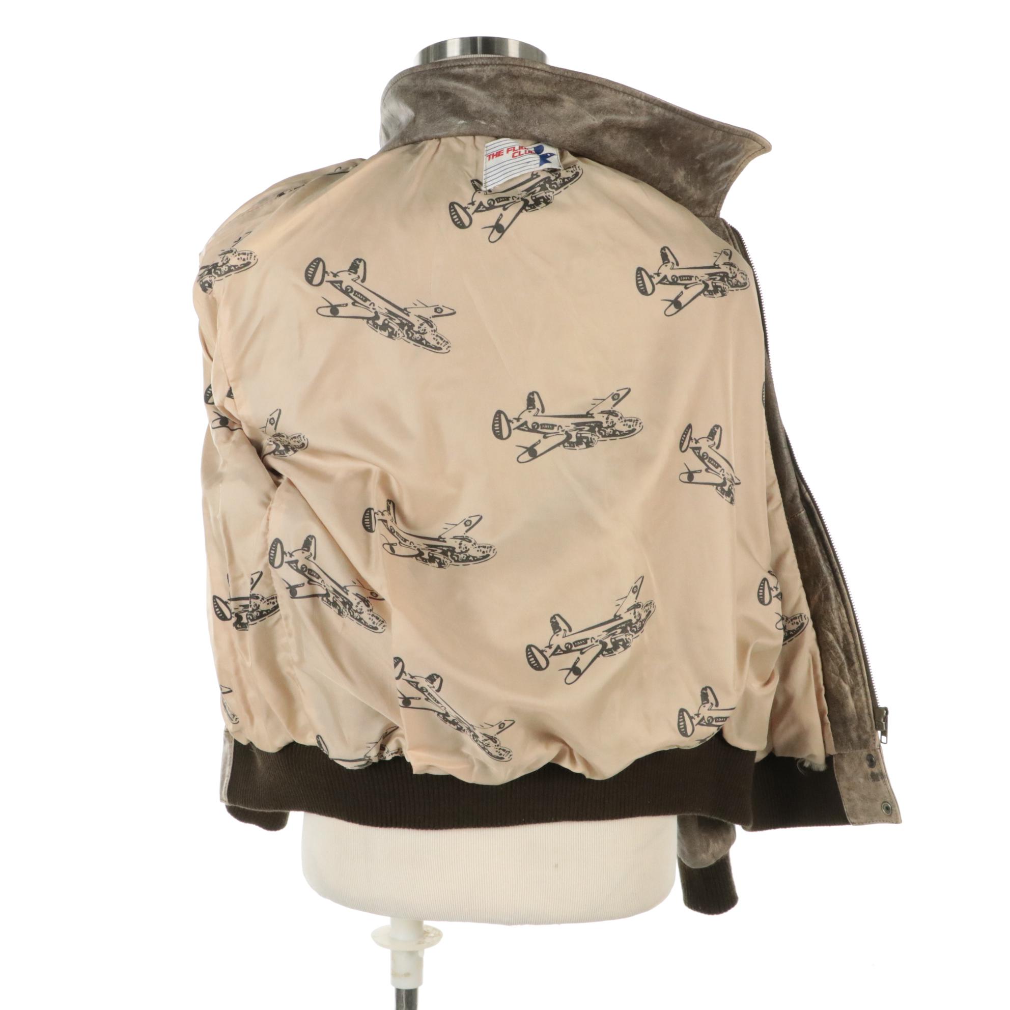 Men's The Flight Club Distressed Leather Bomber Jacket