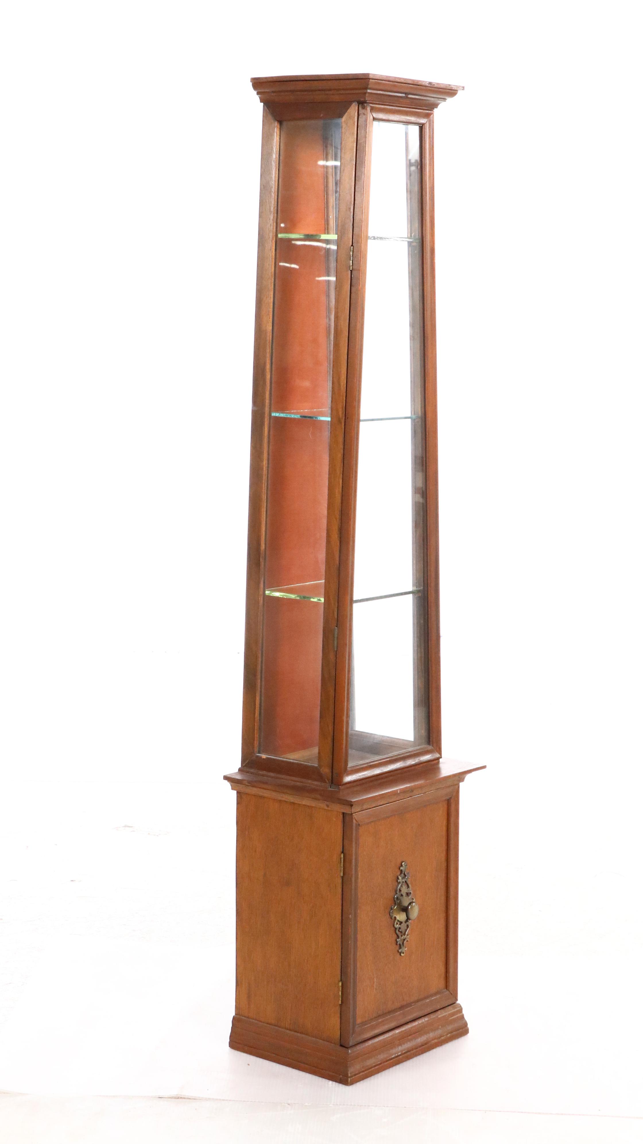 Mediterranean Style Tapered Illuminated Display Cabinet, Late 20th Century
