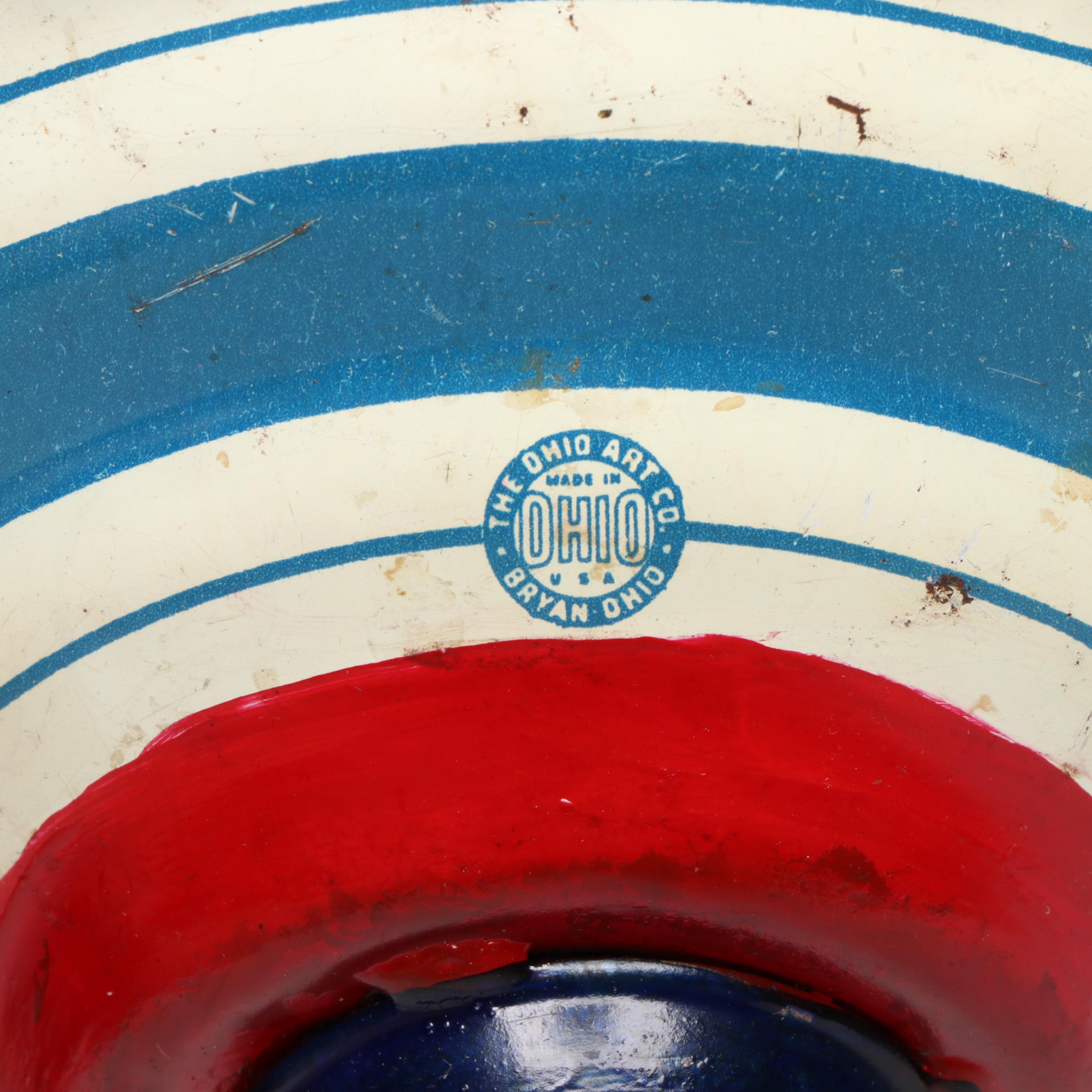 Ball and Other Glass Jars with Tin Litho Spinning Top and Marbles