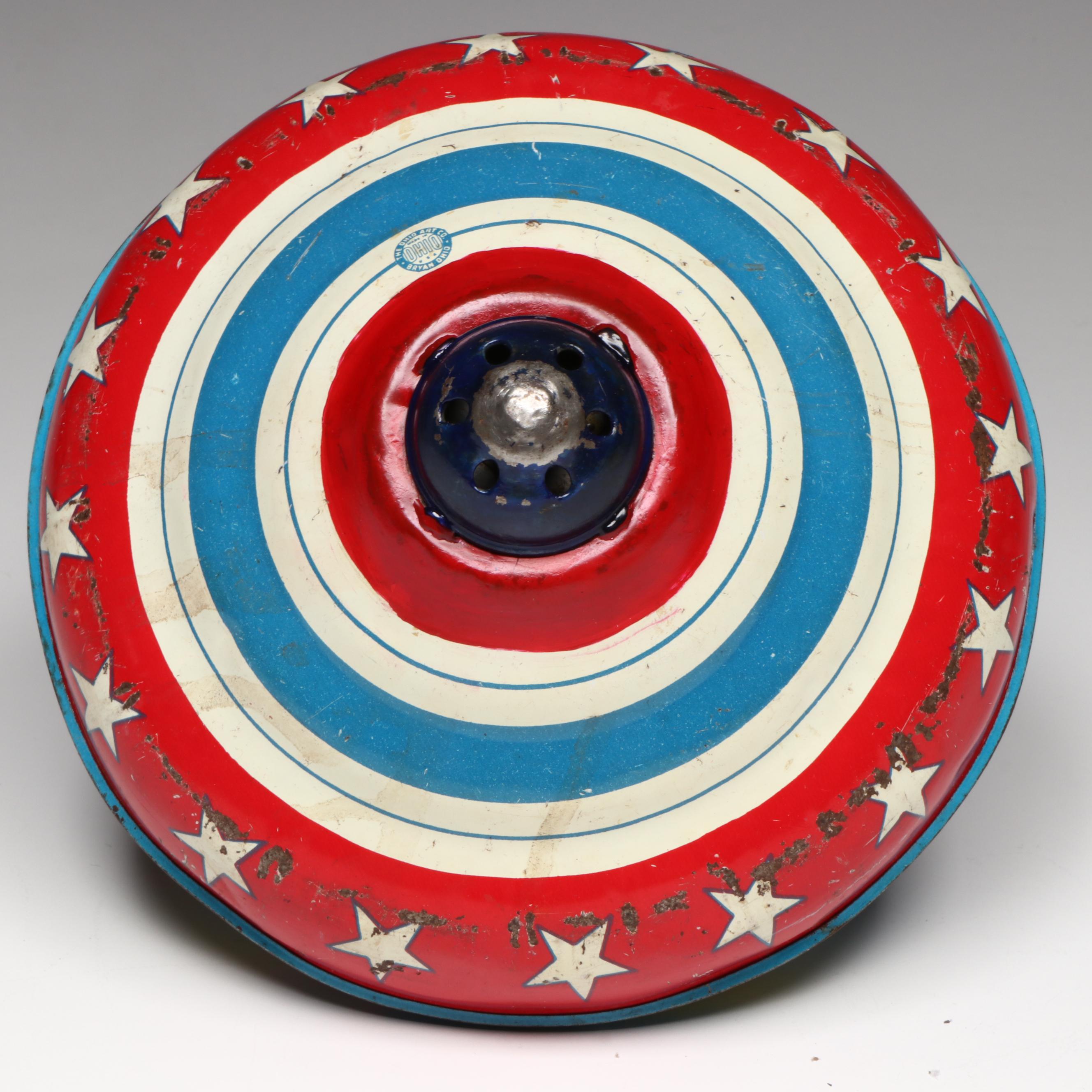 Ball and Other Glass Jars with Tin Litho Spinning Top and Marbles