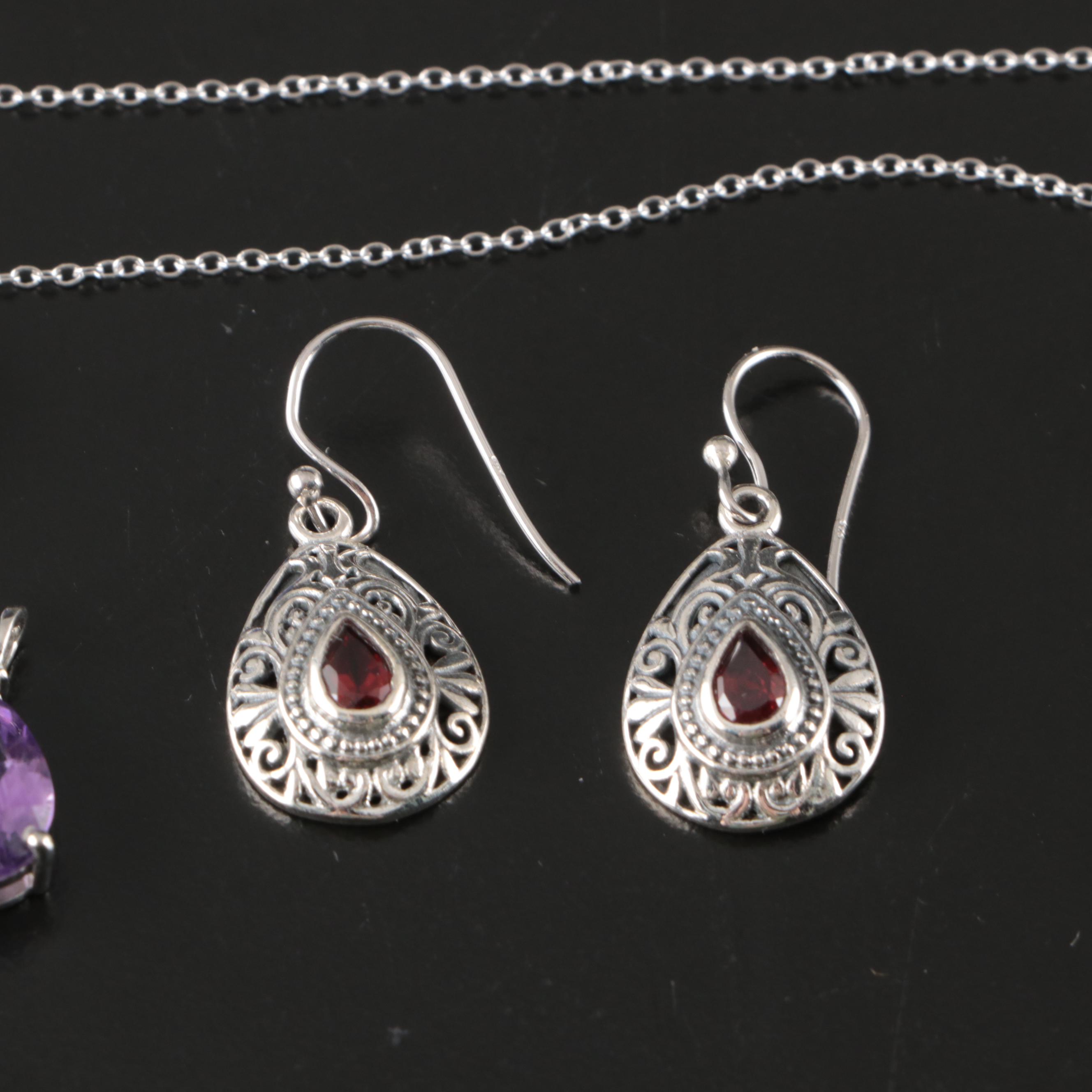 17 Assorted Sterling Silver Bracelets, Earrings, Necklaces, Pendants, and Rings