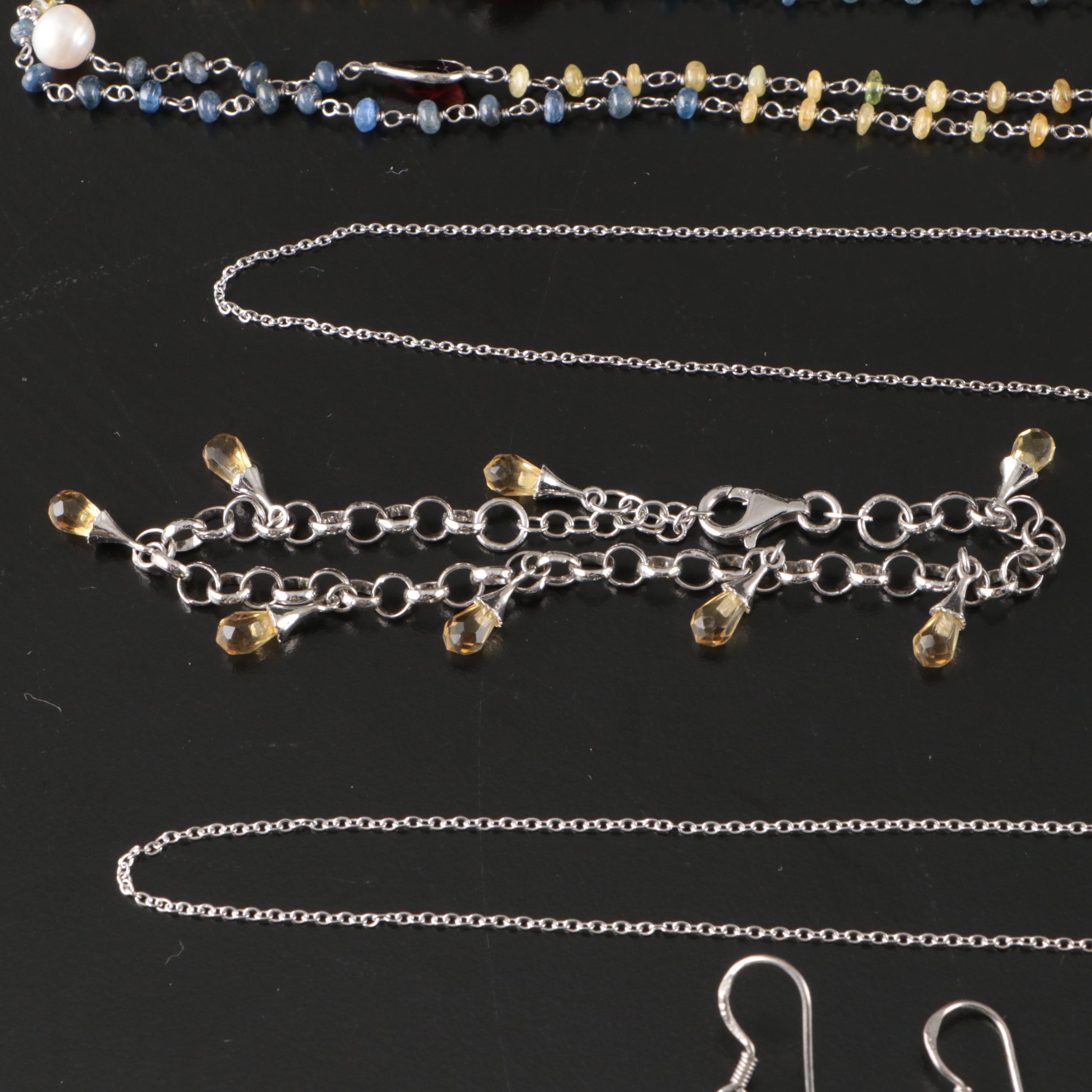 17 Assorted Sterling Silver Bracelets, Earrings, Necklaces, Pendants, and Rings