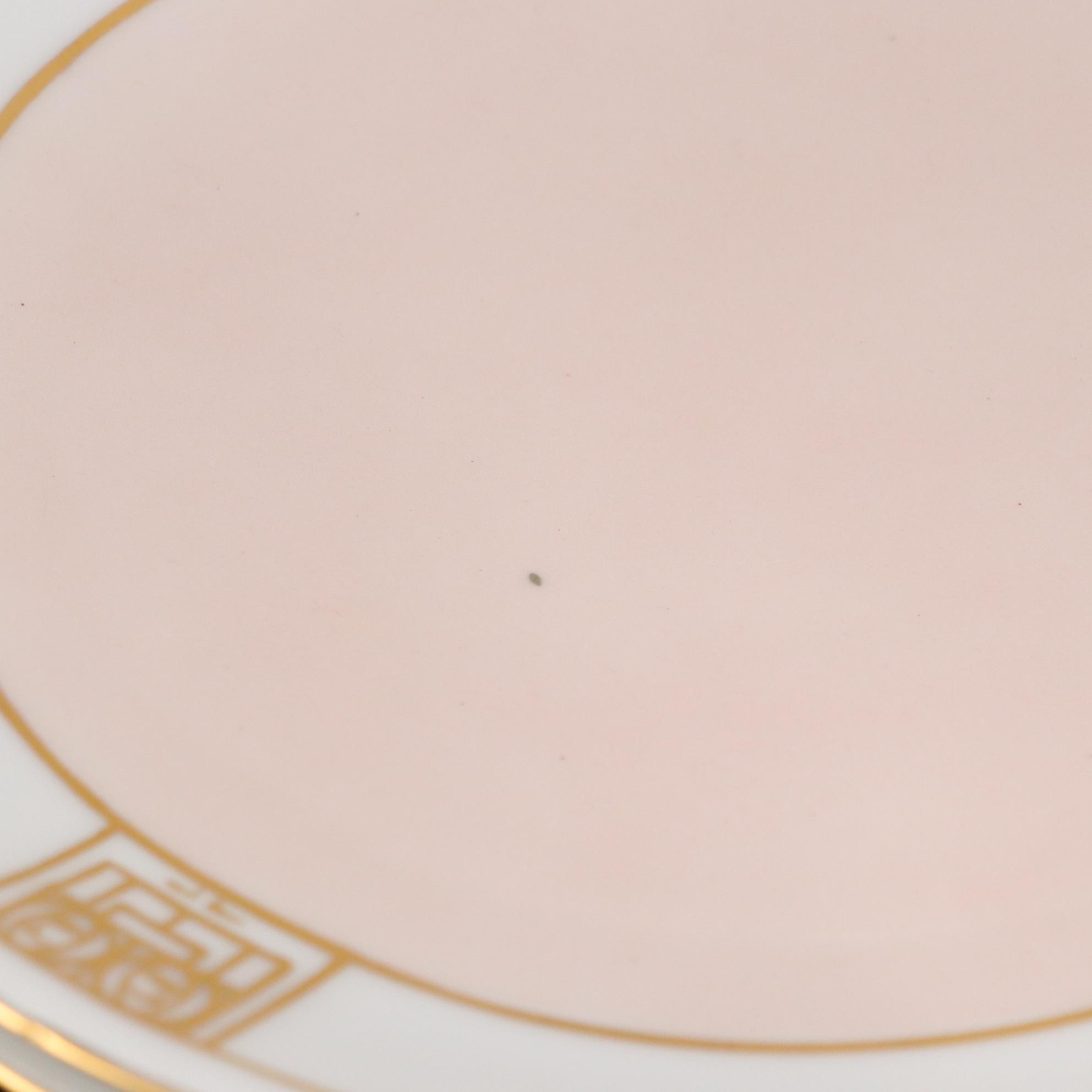 Bavarian Hand Decorated Petal Pink and Gold Art Nouveau Dinner Plates & Platter