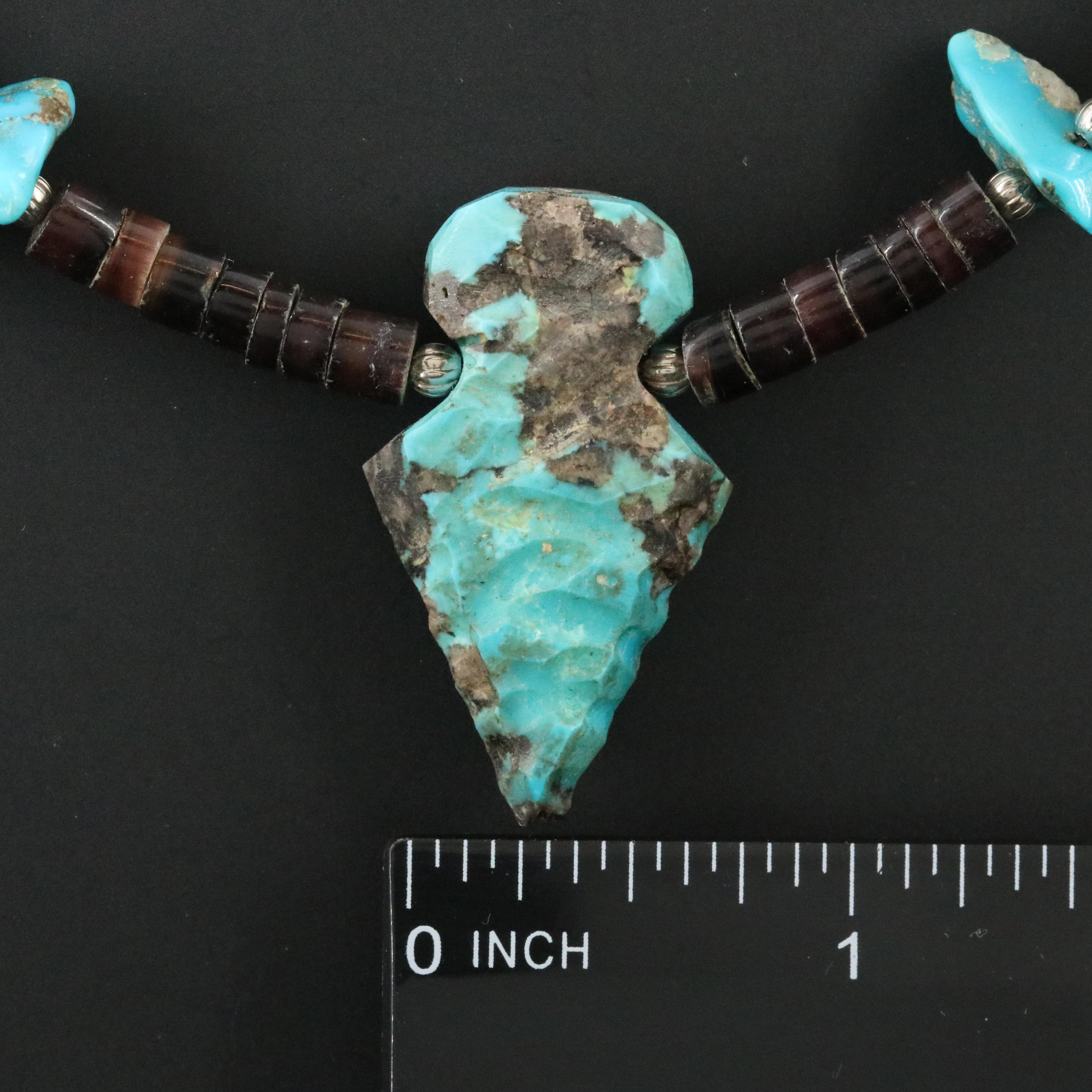 Turquoise and Shell Necklace with Arrowhead