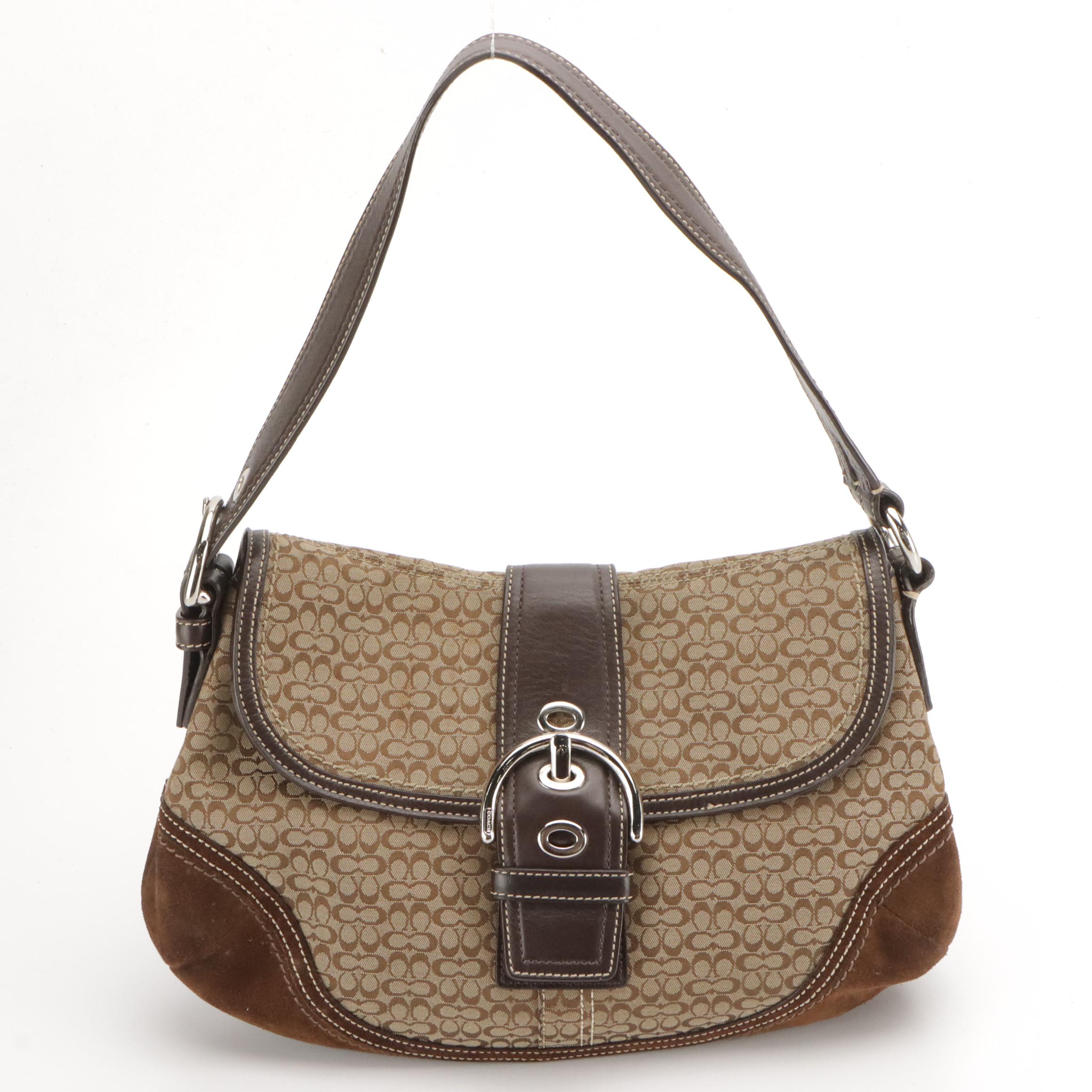 Coach Soho Buckle Flap Shoulder Bag and Travel Jewelry Case in Signature Canvas