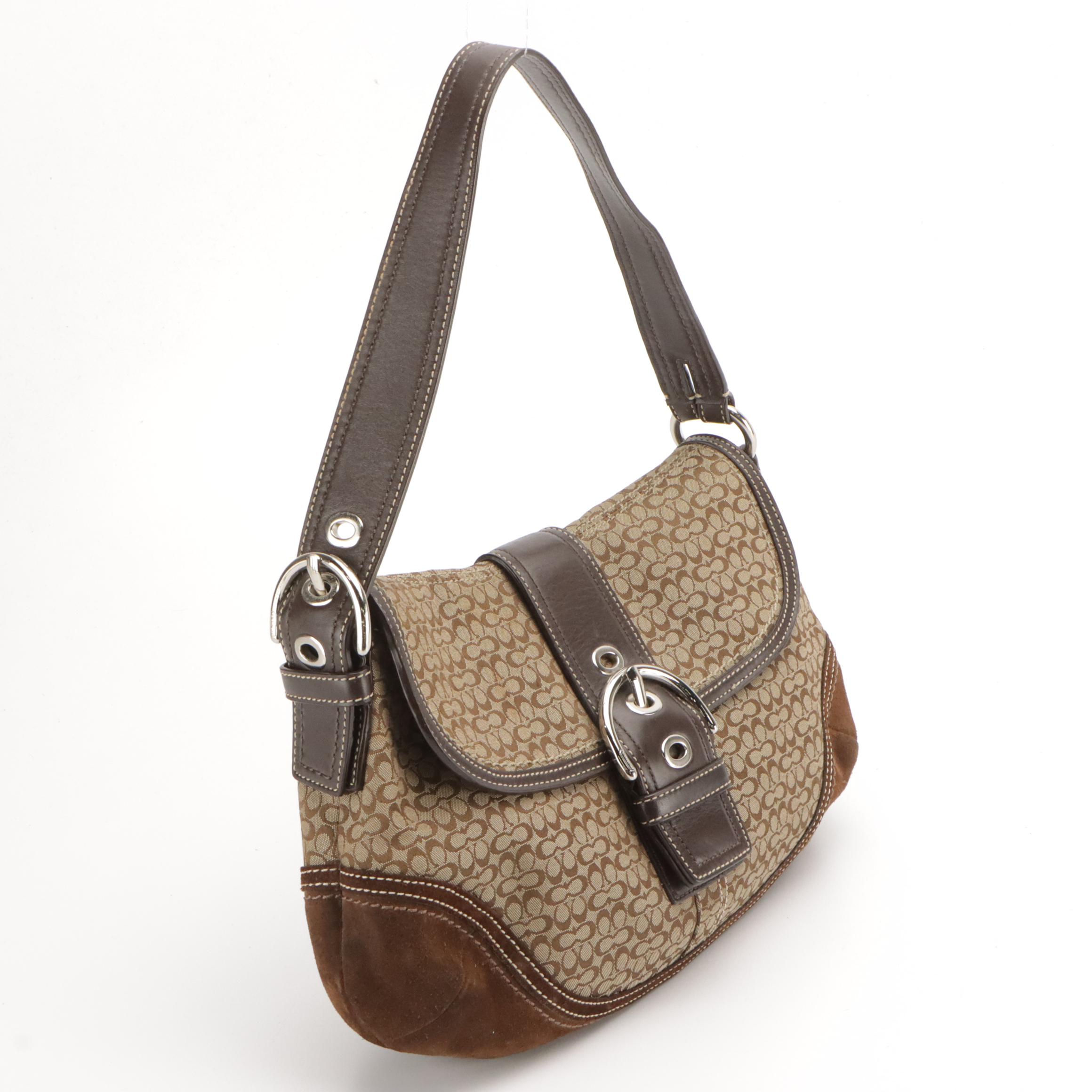 Coach Soho Buckle Flap Shoulder Bag and Travel Jewelry Case in Signature Canvas