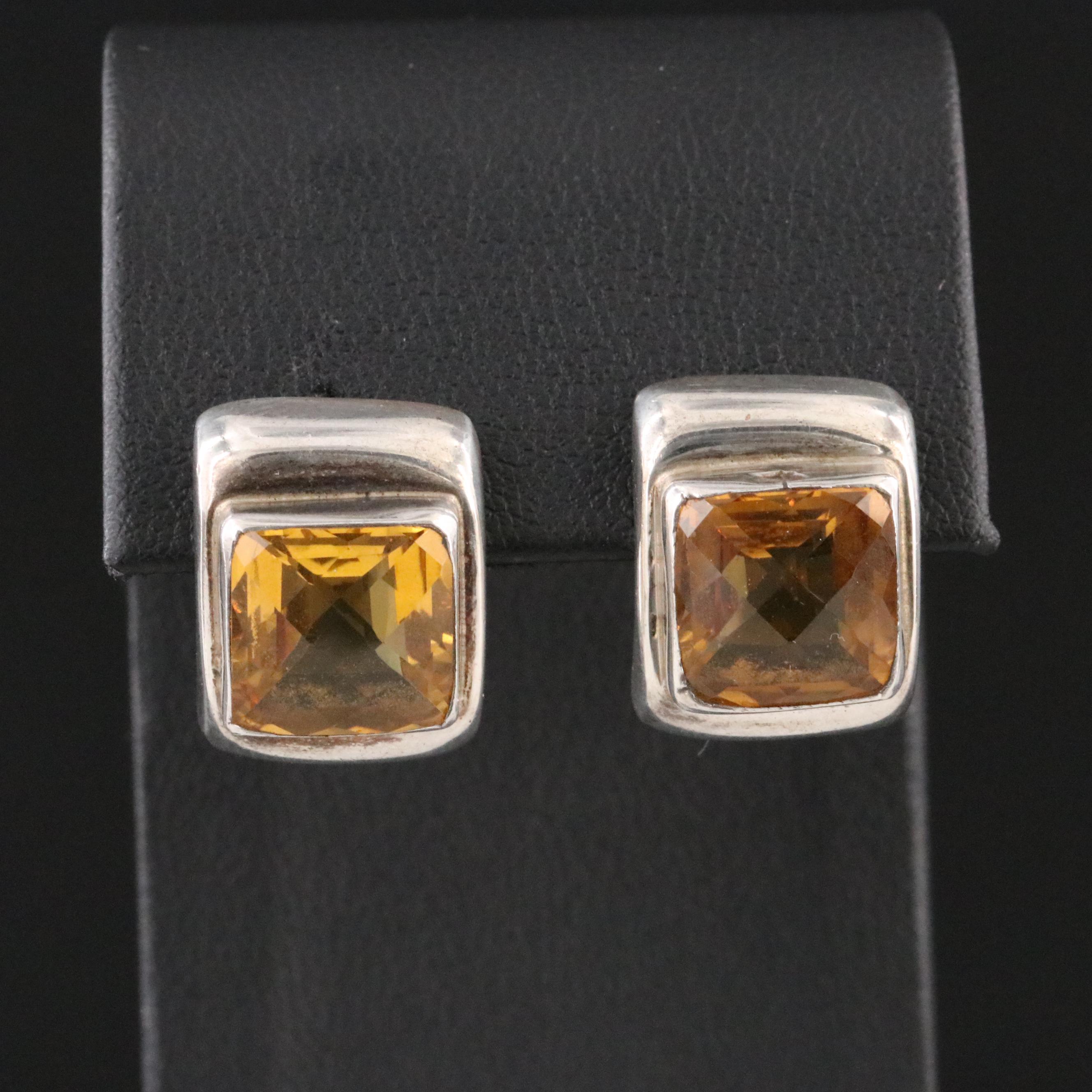 Sterling Citrine Drop Earrings