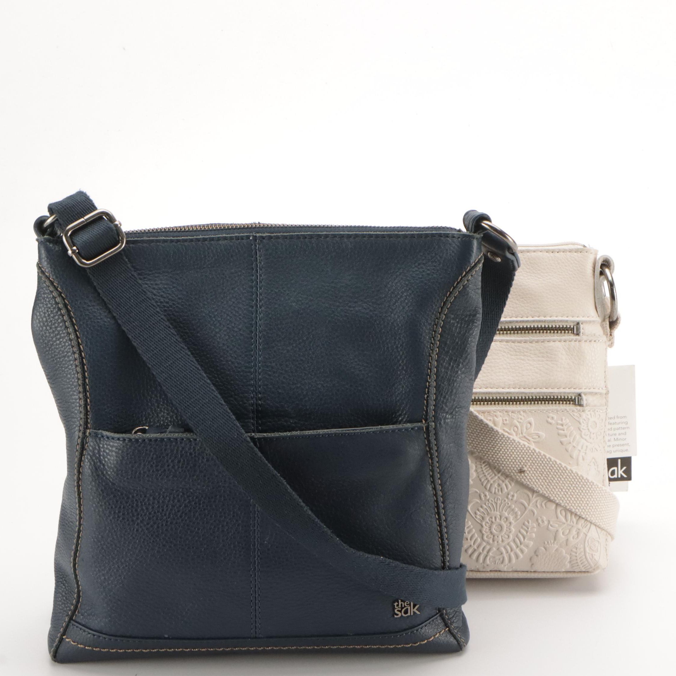 The Sak Crossbody Bags in Reseda Leather and Pebble Grain Leather