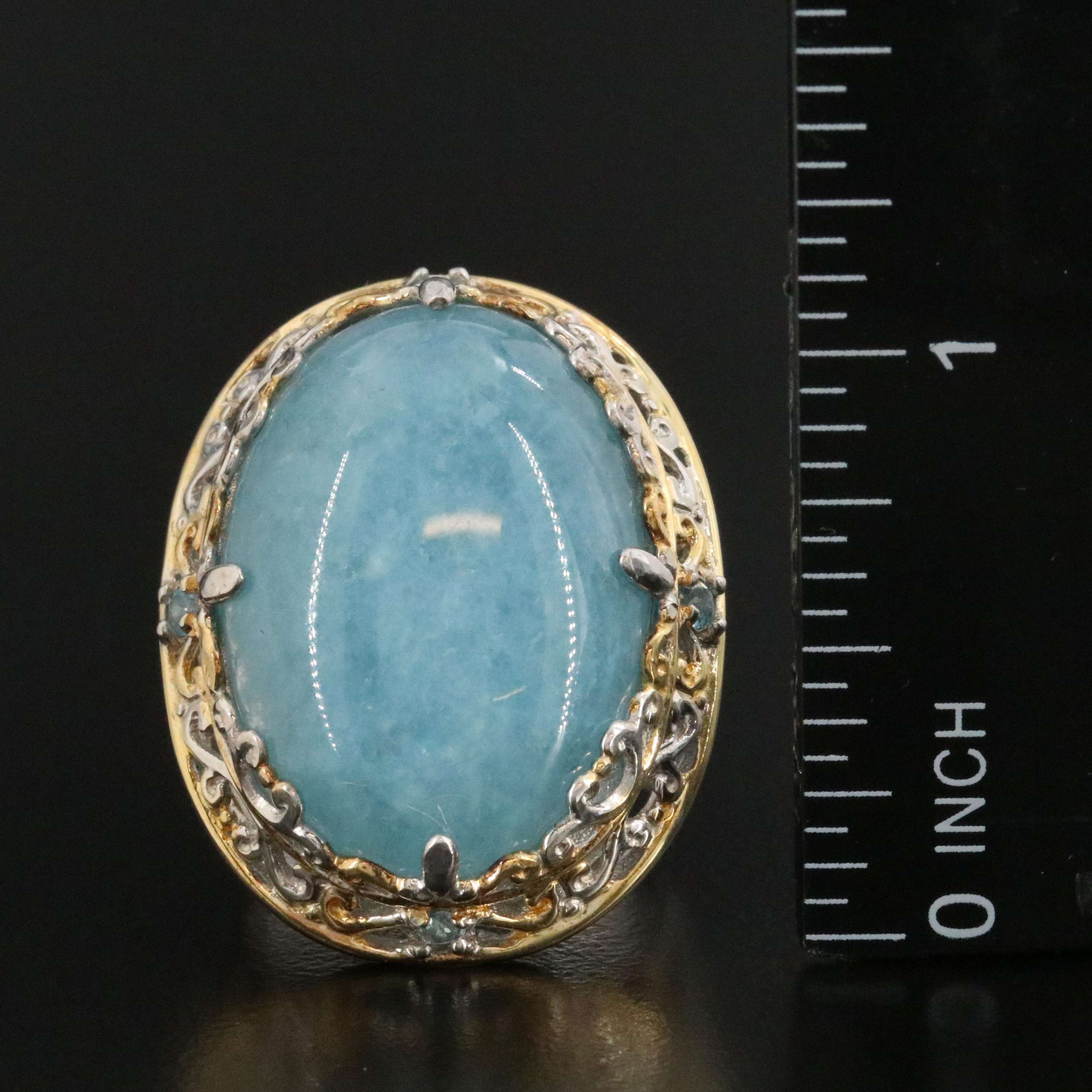 Sterling Aquamarine, Quartzite and Topaz Necklace and Ring