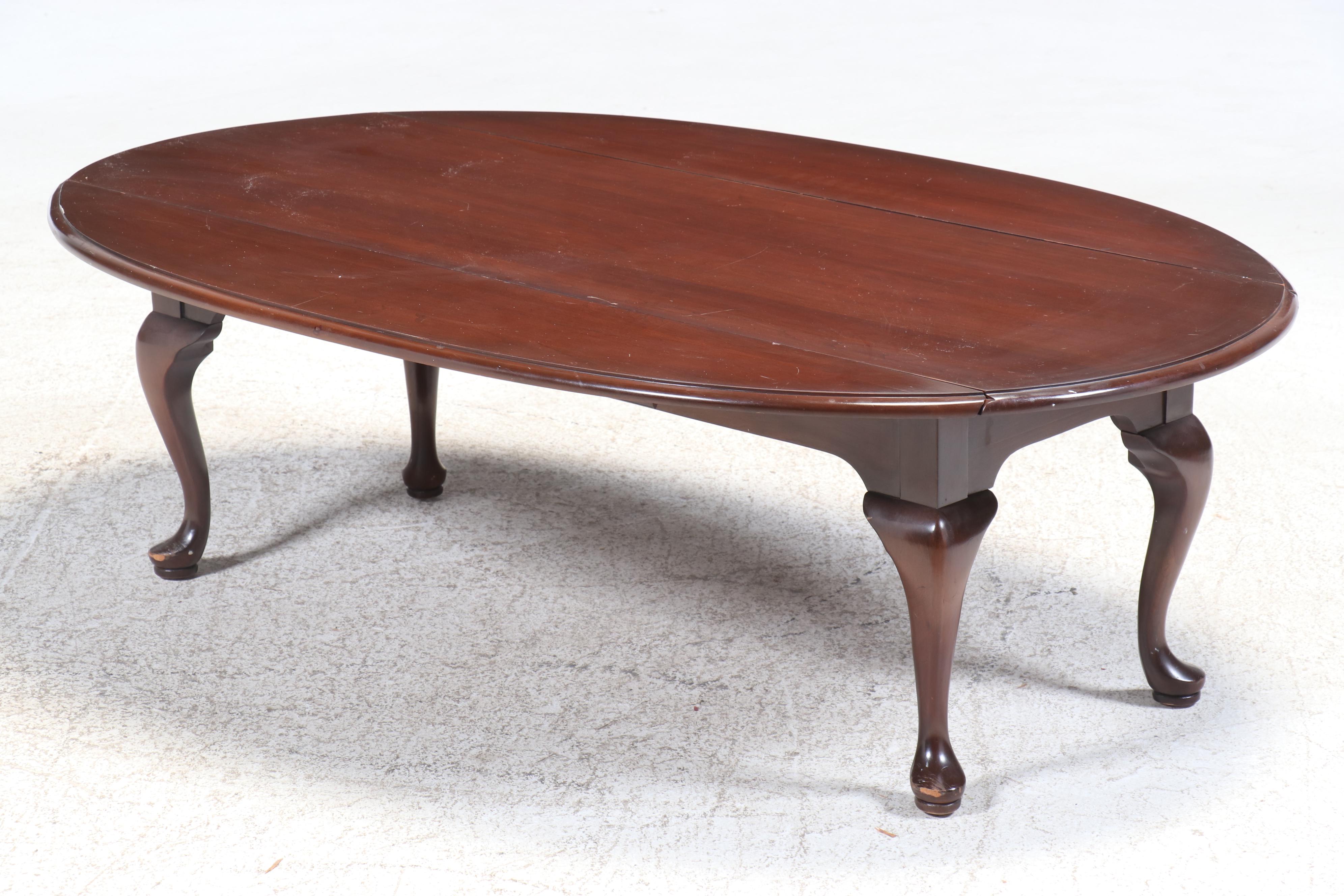 Queen Anne Style Cherrywood Drop-Leaf Coffee Table, Late 20th Century