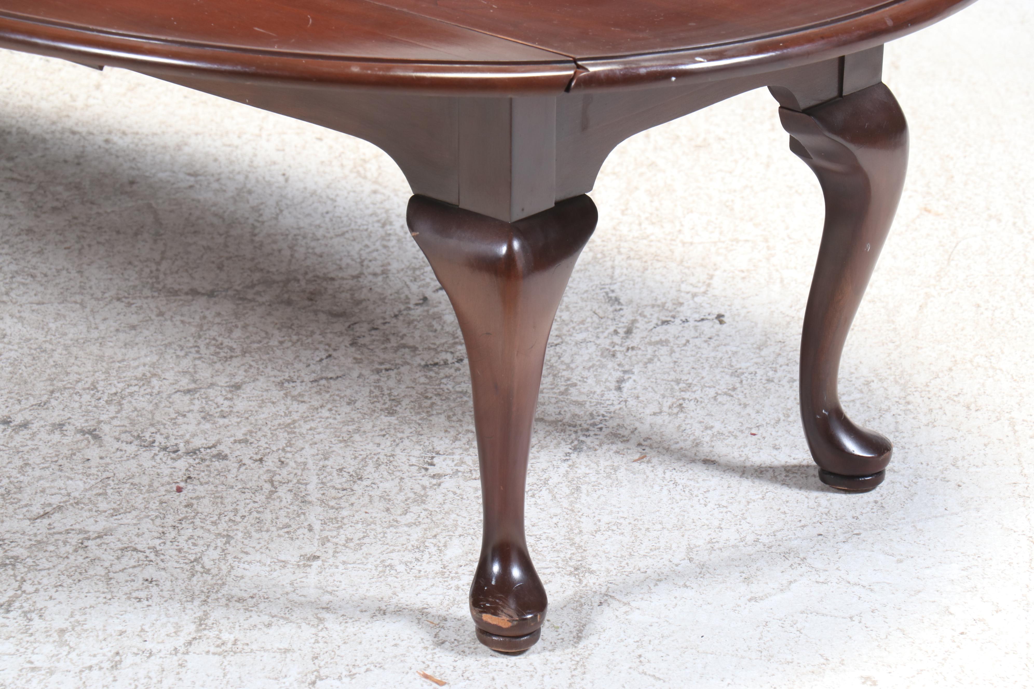 Queen Anne Style Cherrywood Drop-Leaf Coffee Table, Late 20th Century