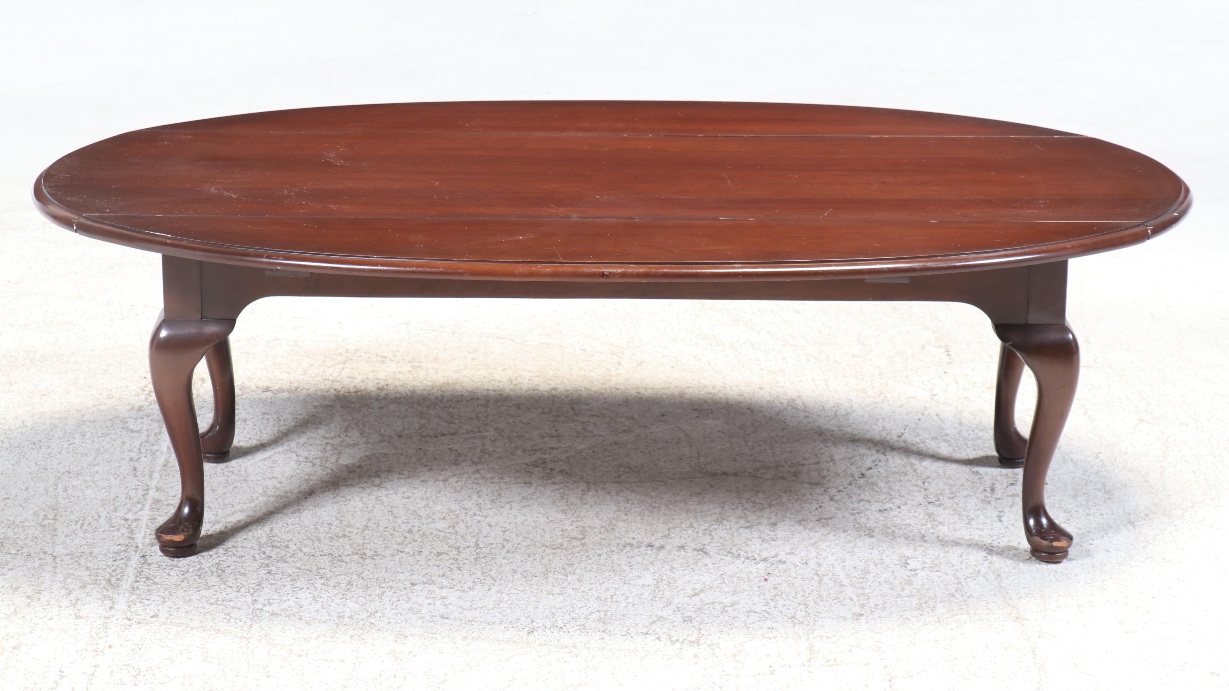 Queen Anne Style Cherrywood Drop-Leaf Coffee Table, Late 20th Century