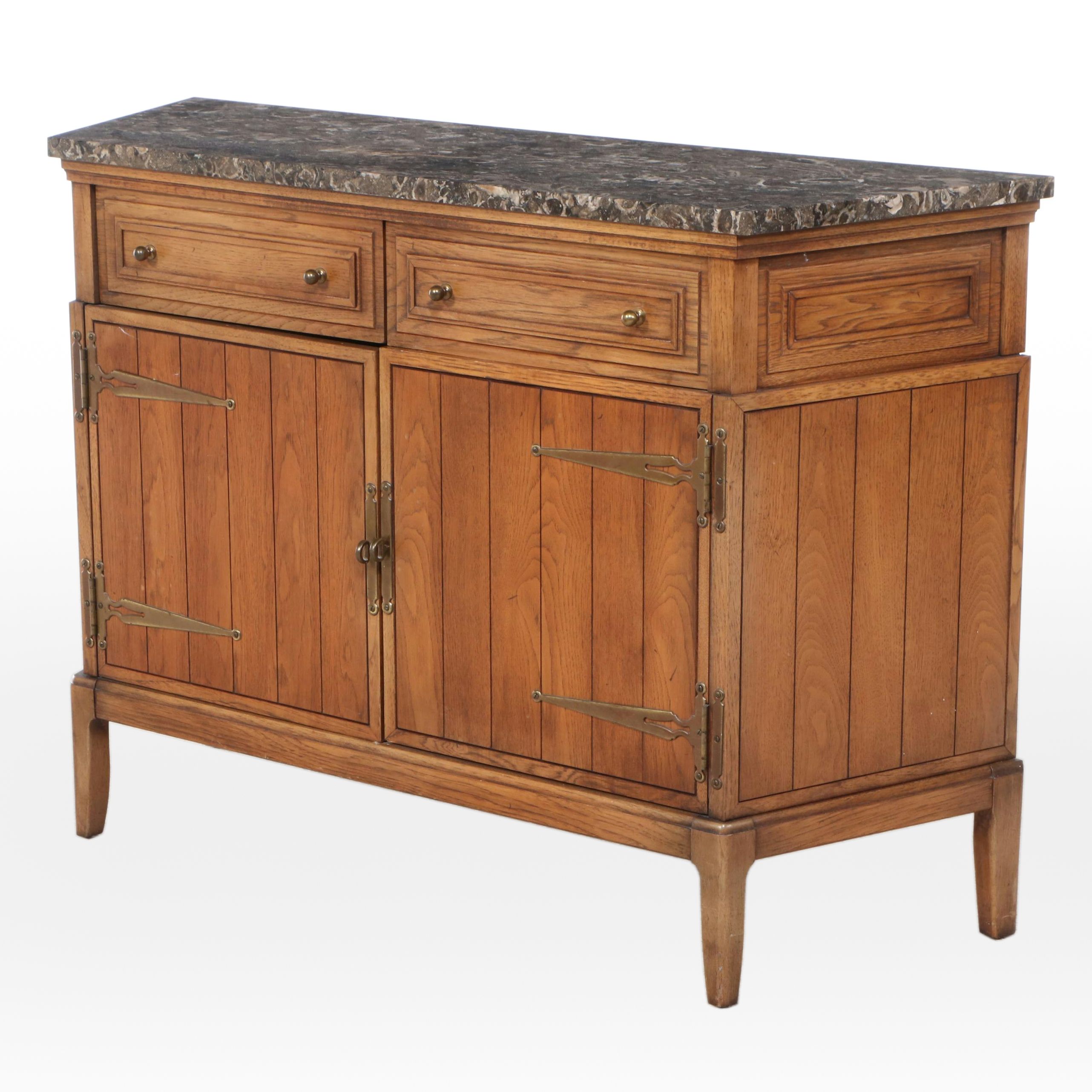 Omega by Thomasville French Country Style Marble Top Oak Buffet
