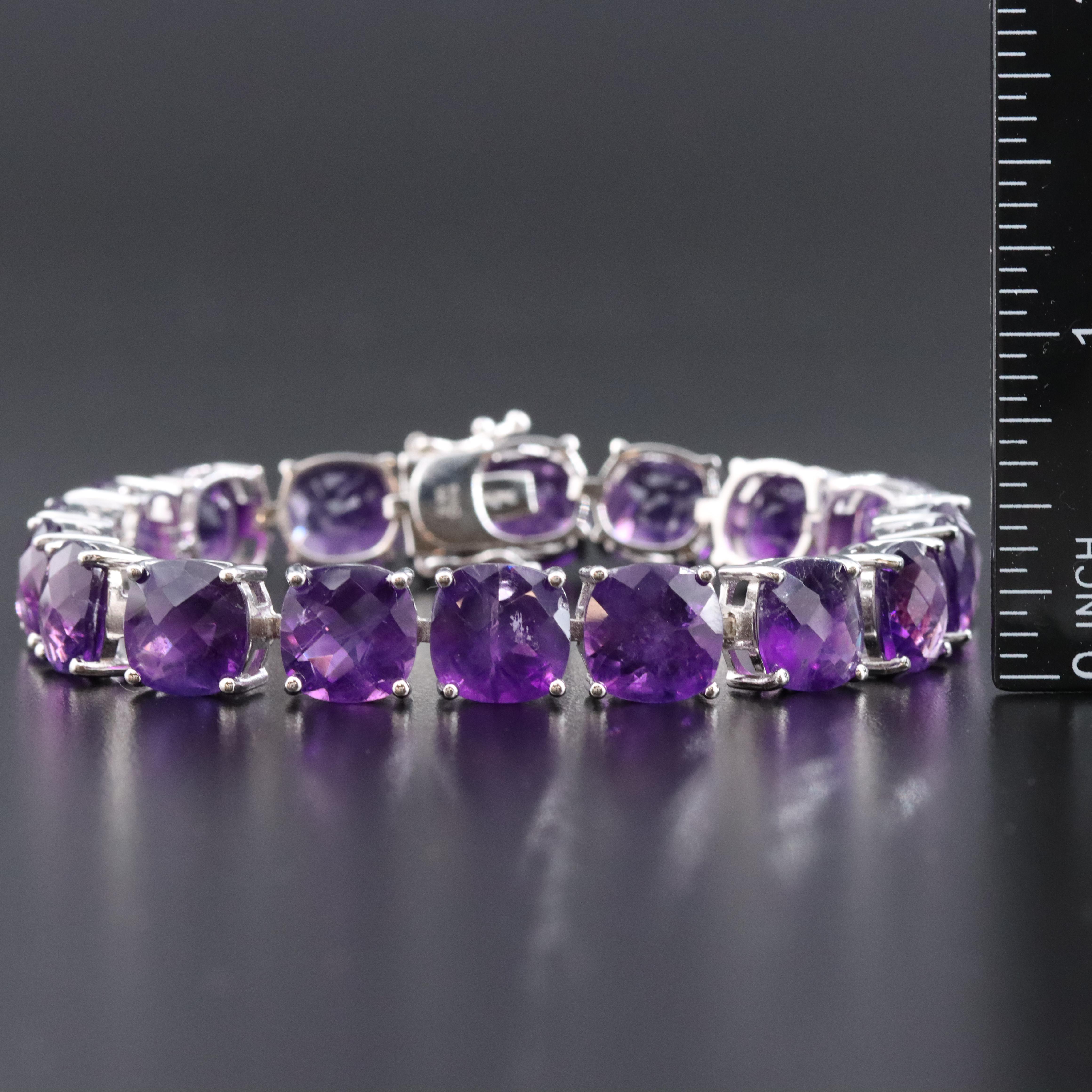 Sterling Amethyst and Prasiolite Bracelets