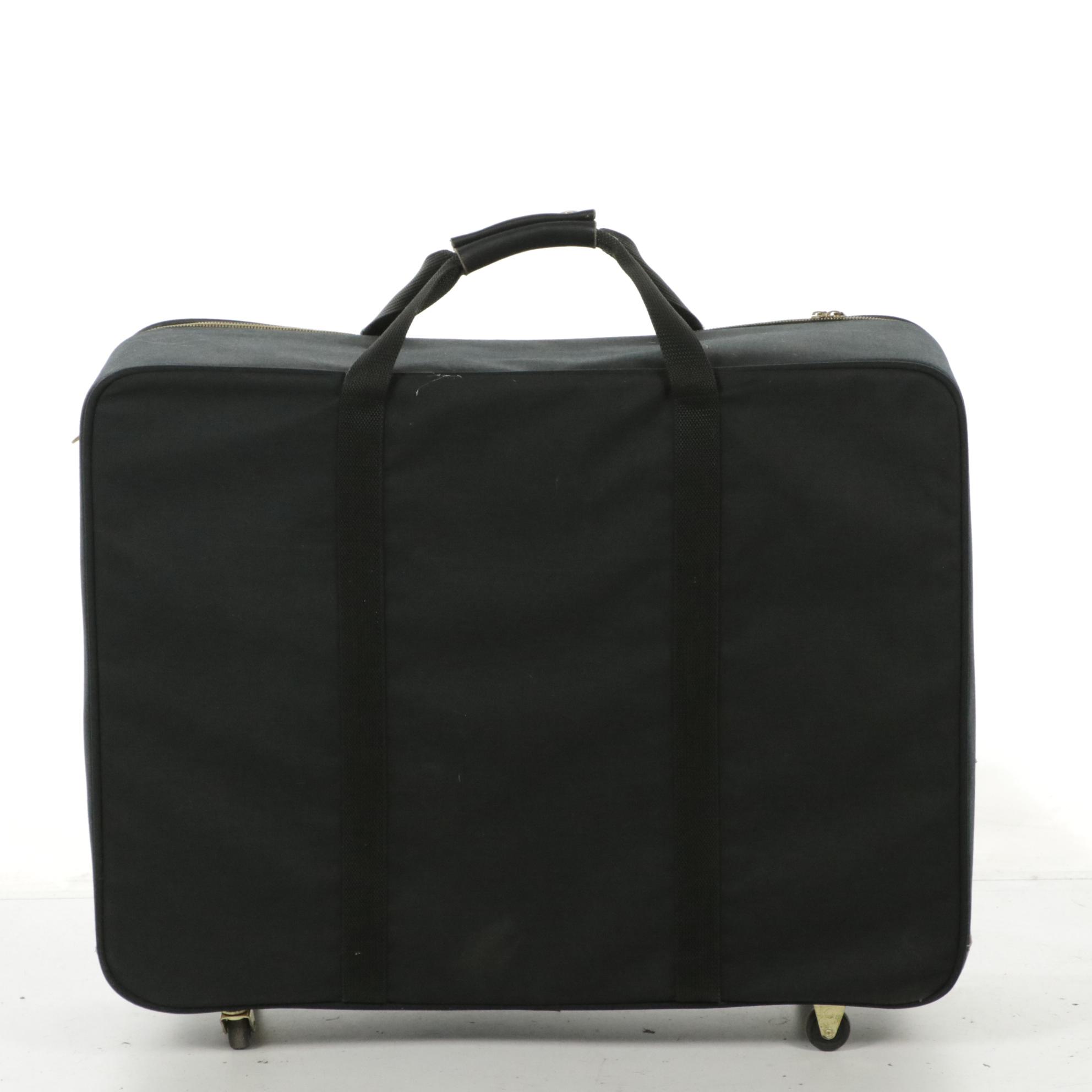 Boyt Vintage Black Canvas Rolling Travel Bag