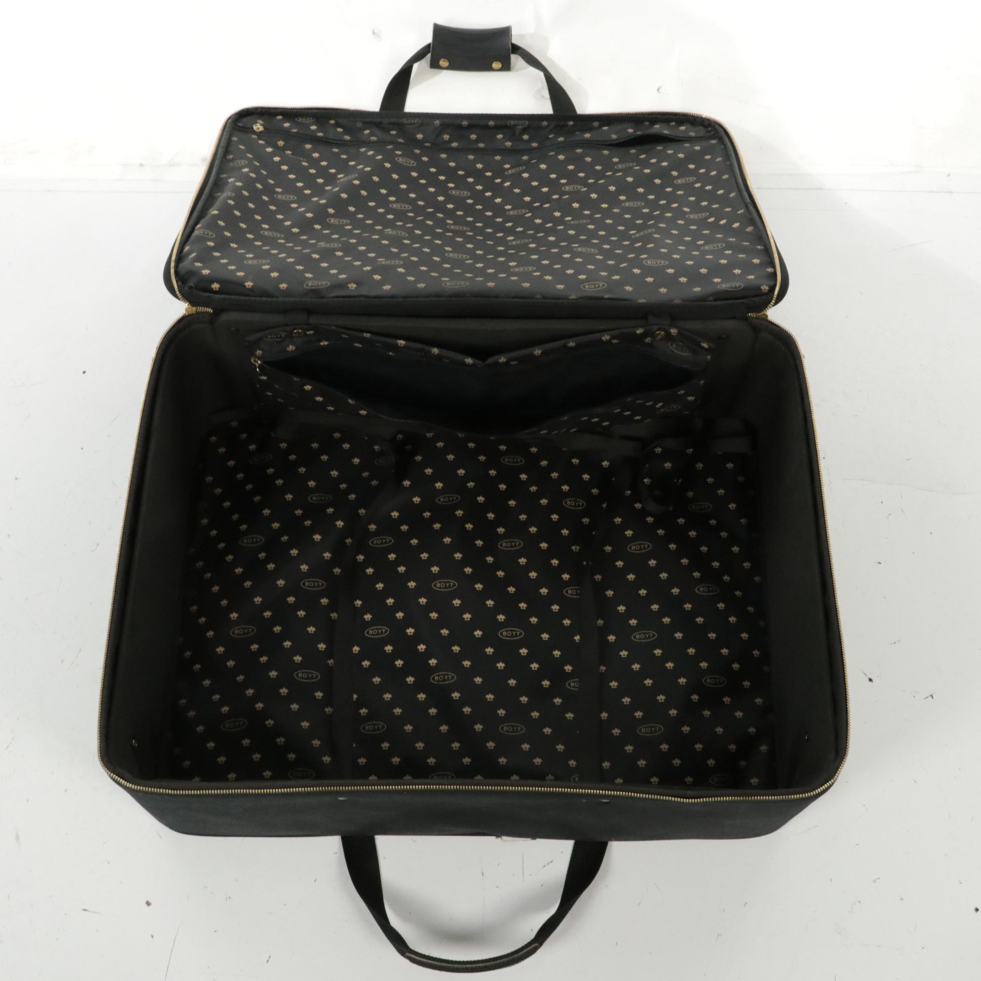 Boyt Vintage Black Canvas Rolling Travel Bag