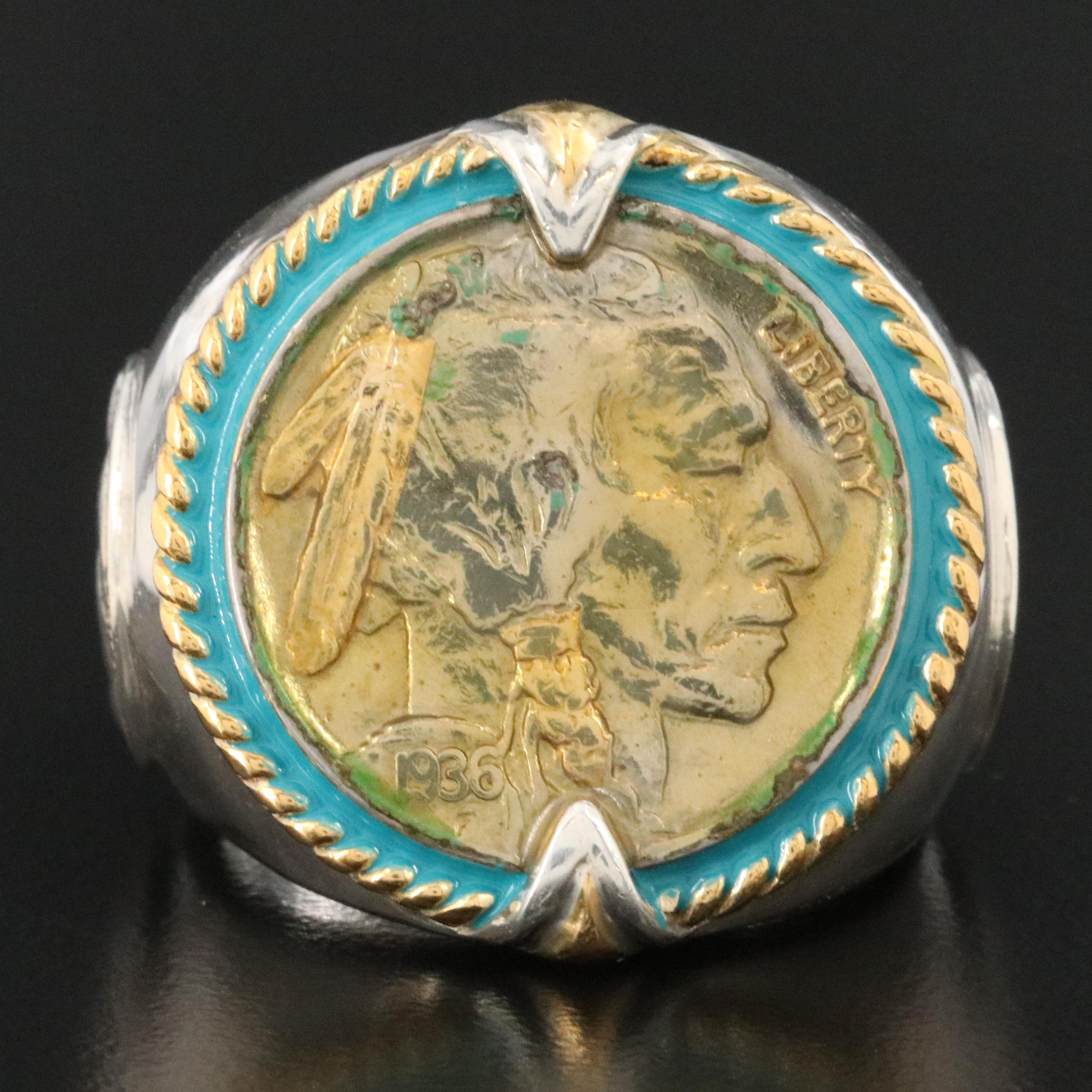 Bradford Exchange Sterling Buffalo Nickel Ring