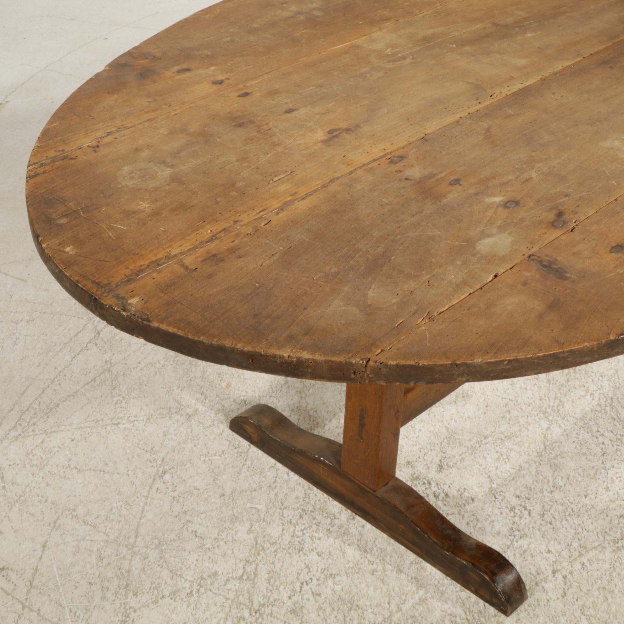 French Provincial Fruitwood Tilt Top Dining Table, 19th Century