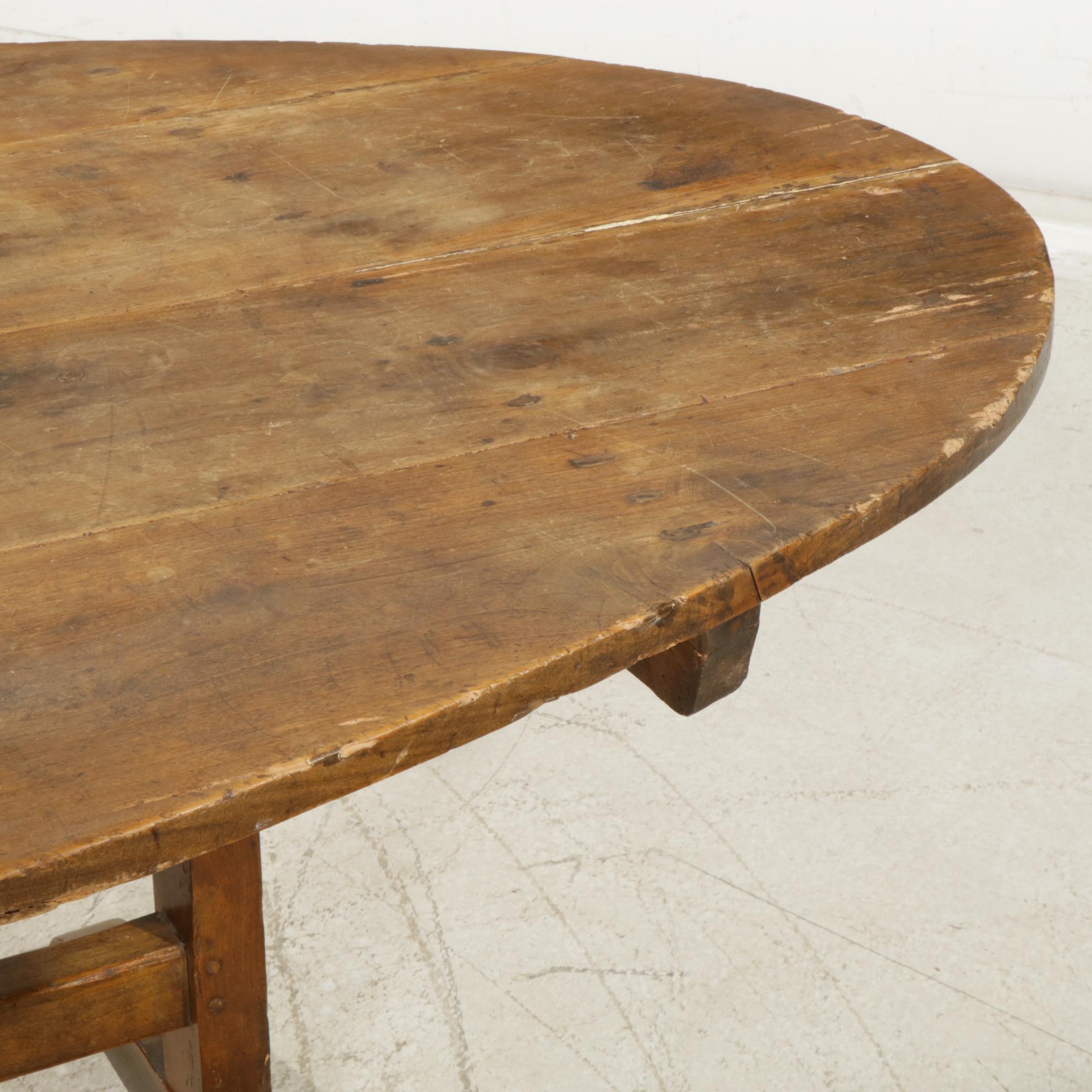 French Provincial Fruitwood Tilt Top Dining Table, 19th Century