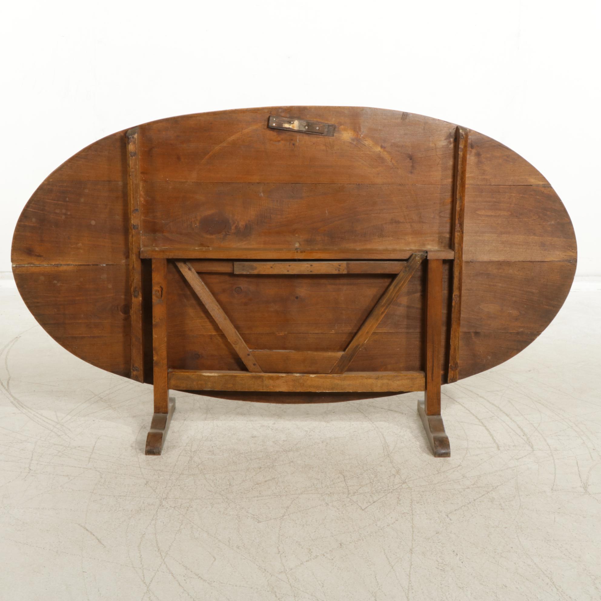 French Provincial Fruitwood Tilt Top Dining Table, 19th Century