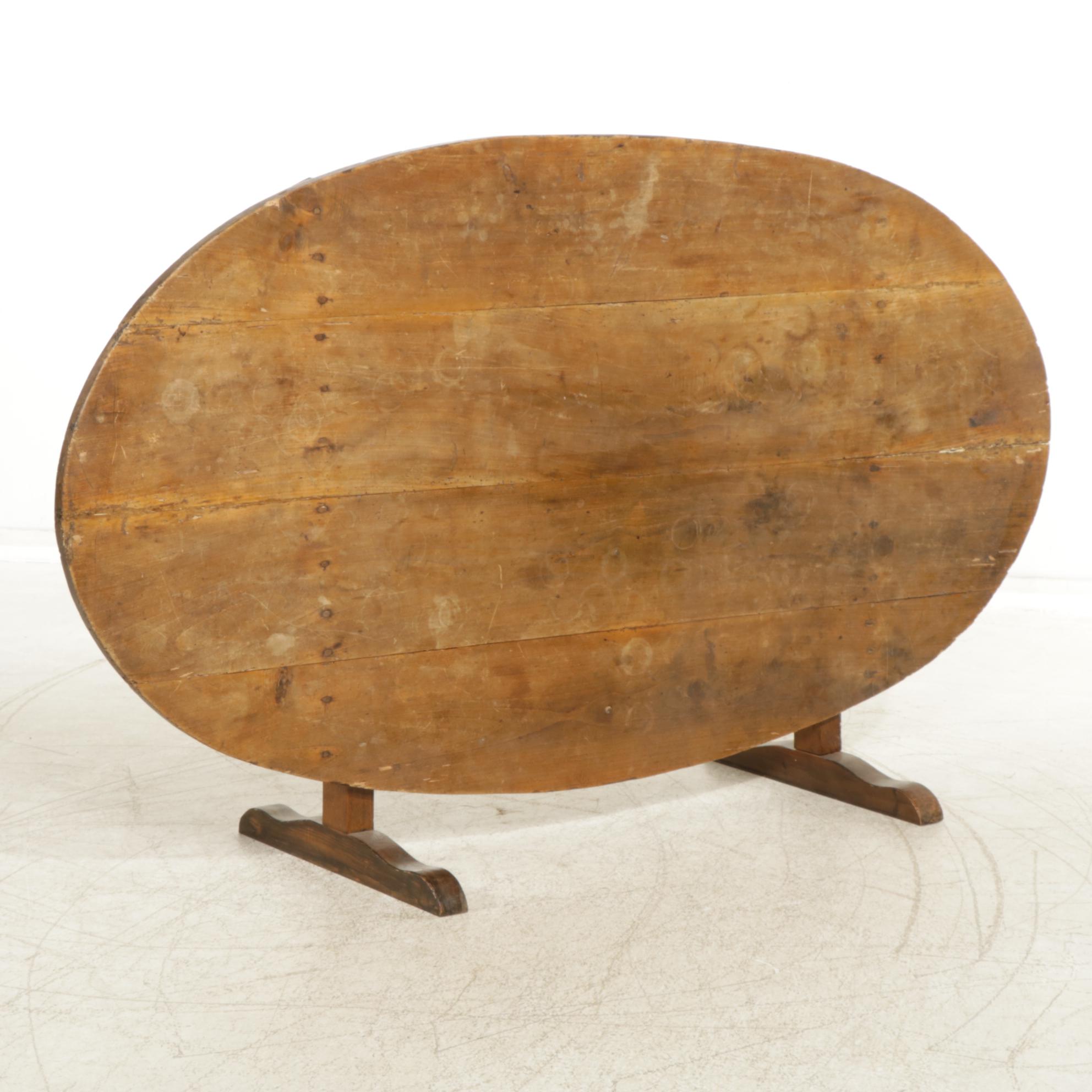 French Provincial Fruitwood Tilt Top Dining Table, 19th Century