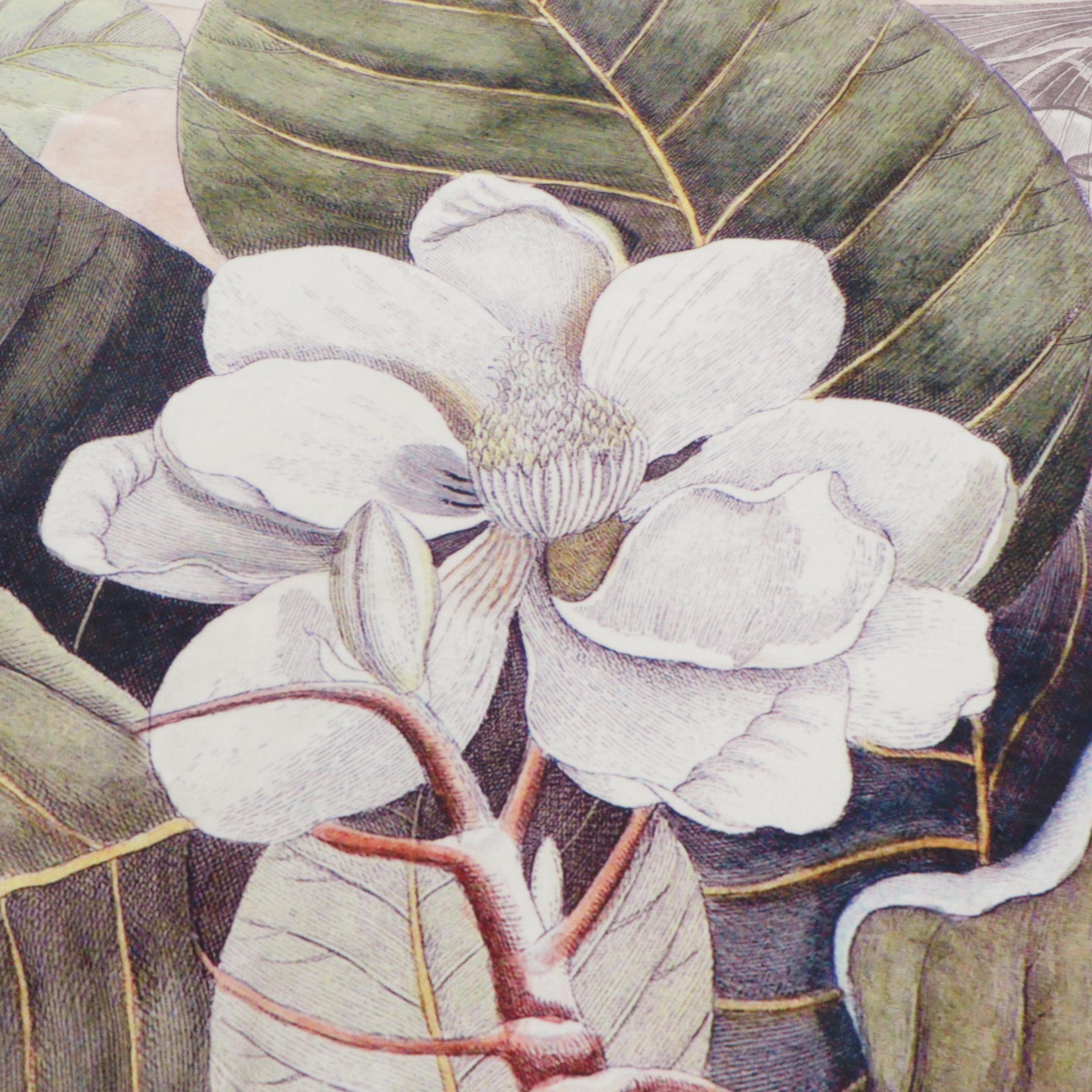 White Magnolia Blanket with Hanging Rod and Matching Pillows