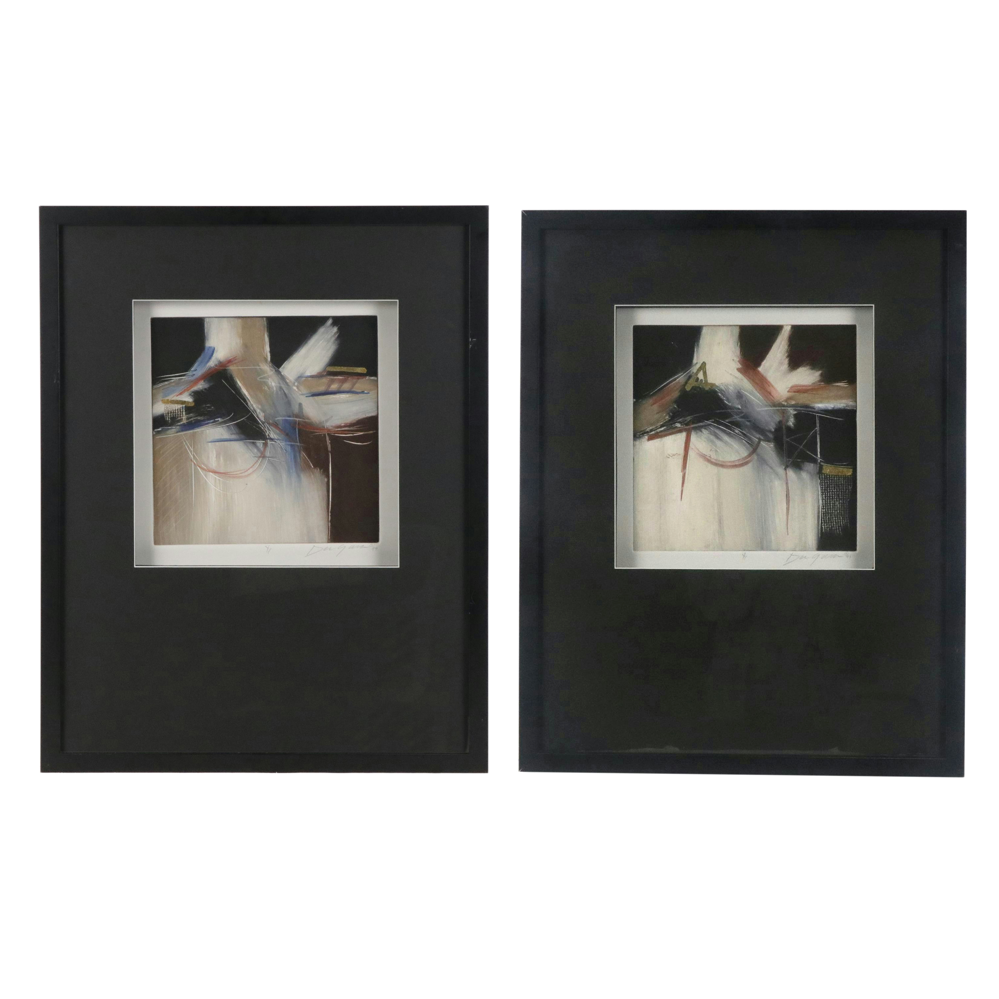 Ann DerGara Abstract Expressionist Style Monotypes, 1991 and 1997