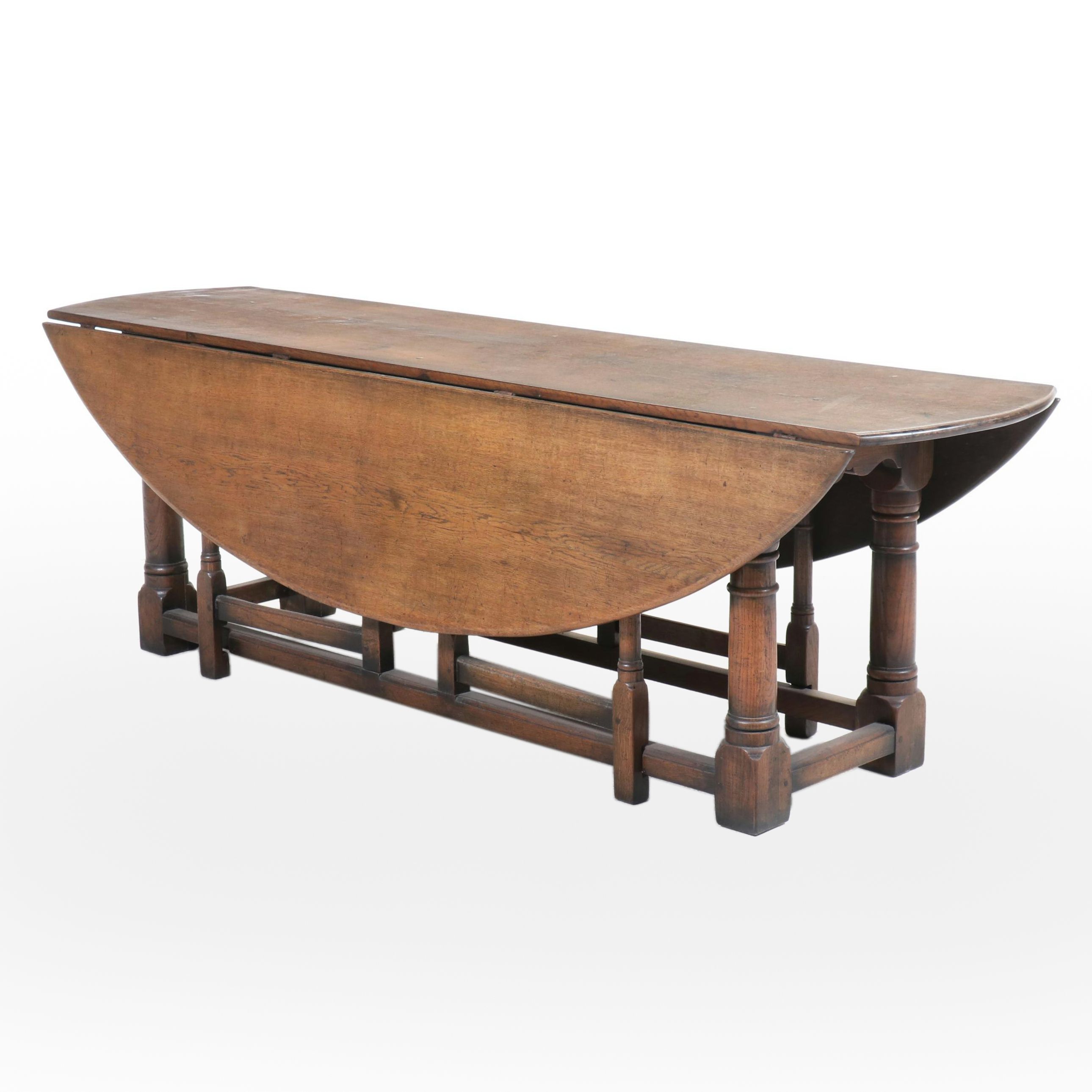 William and Mary Style Oak Gate-Leg Dining Table, 20th Century