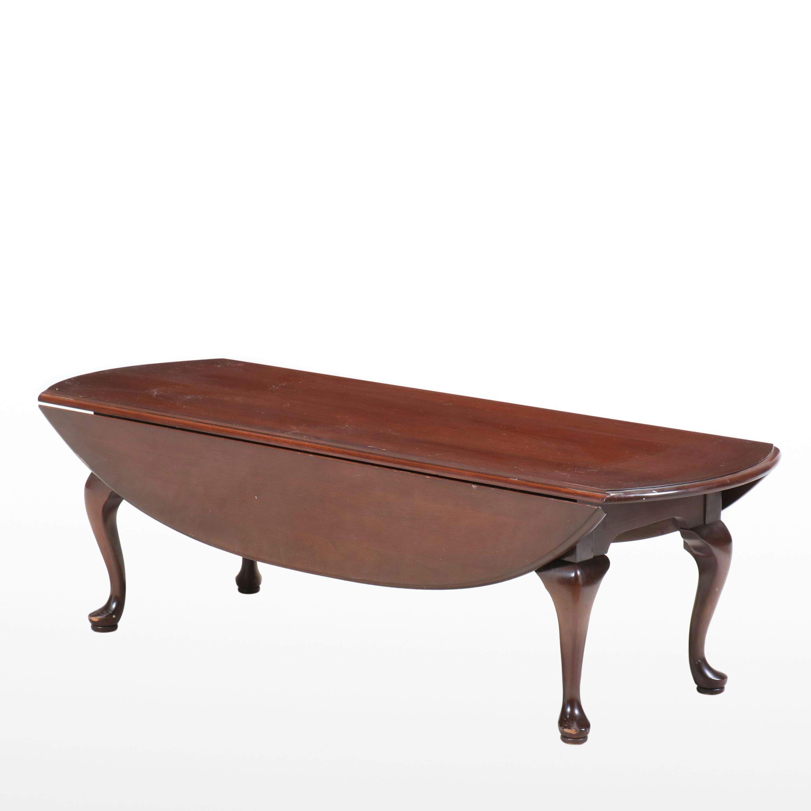 Queen Anne Style Cherrywood Drop-Leaf Coffee Table, Late 20th Century