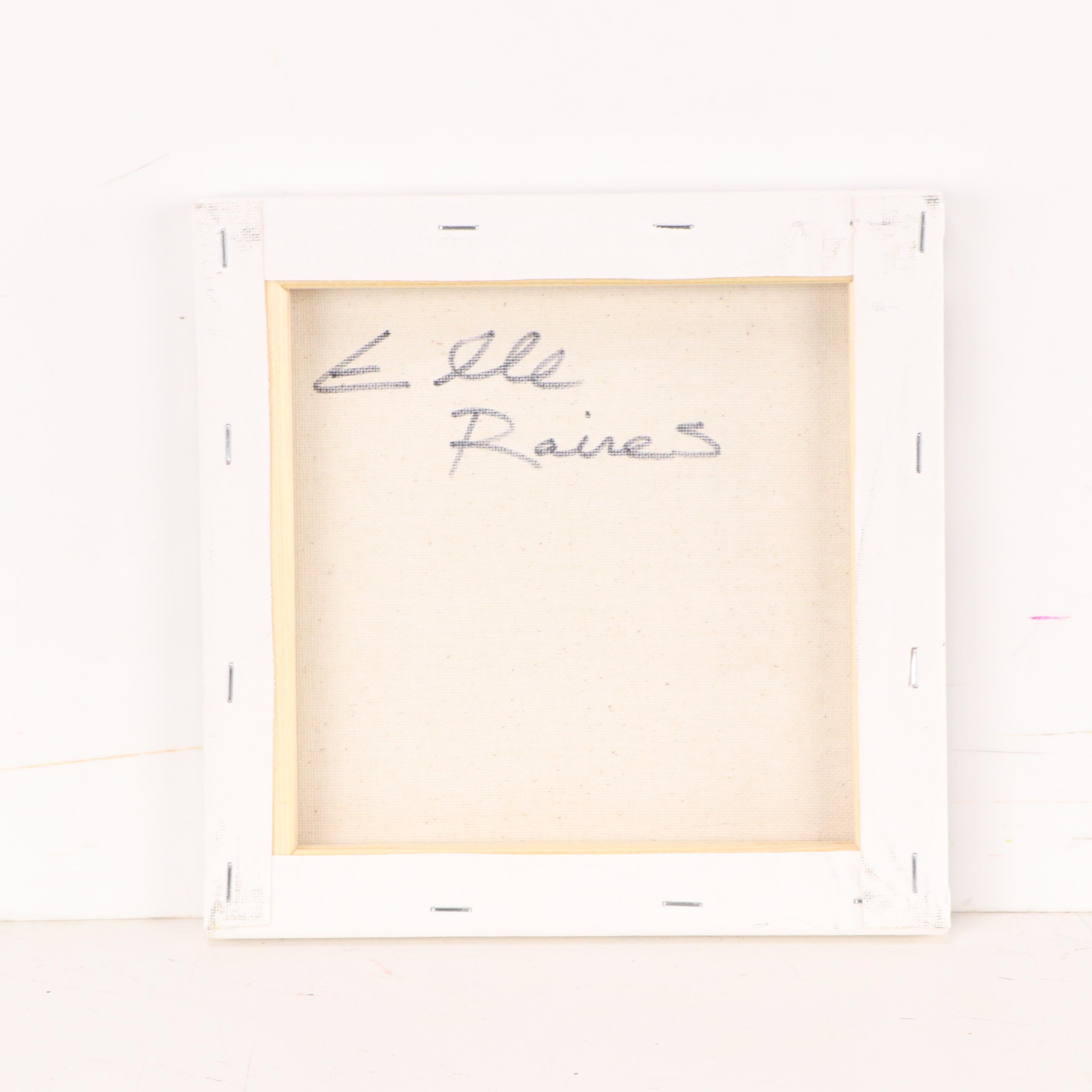 Elle Raines Stylized Floral Still Life Acrylic Painting, 21st Century