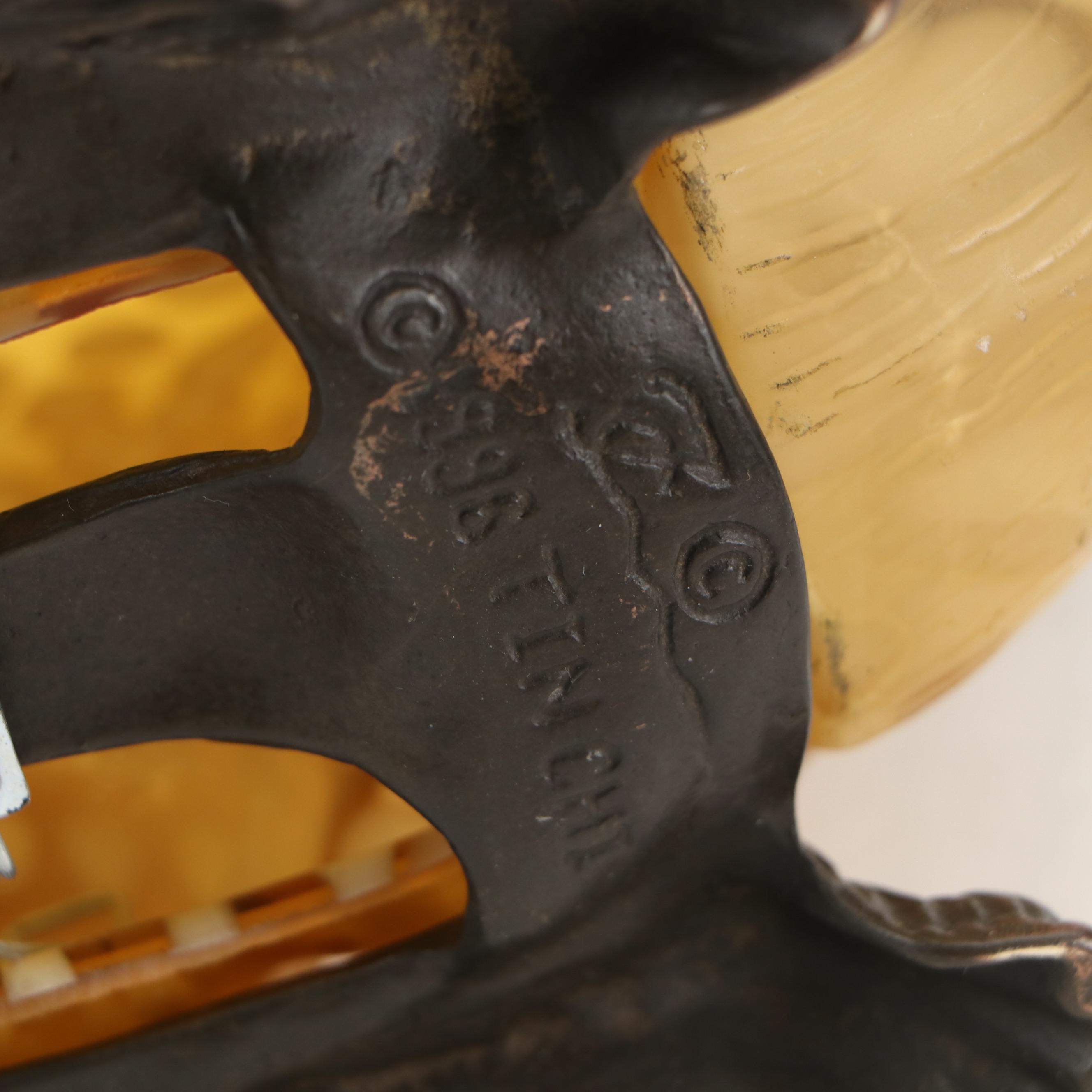 Tinchi Brass and Glass Rabbit Night Lamp, Late 20th Century