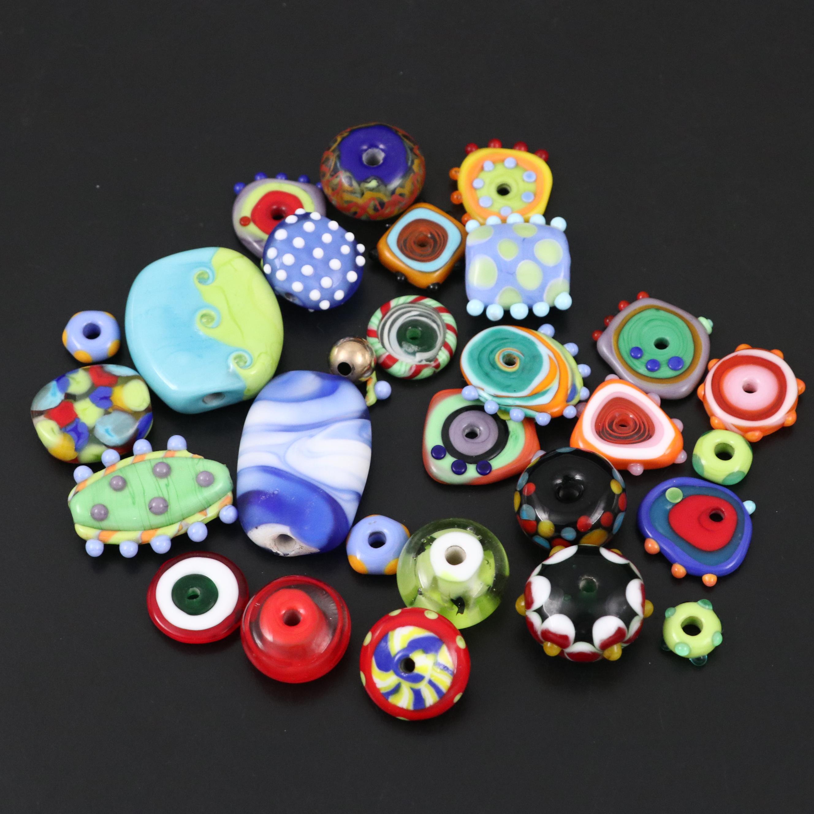 Heisey Lariat Glass Bowl with Art Glass Beads and Kelvin Chen Dish