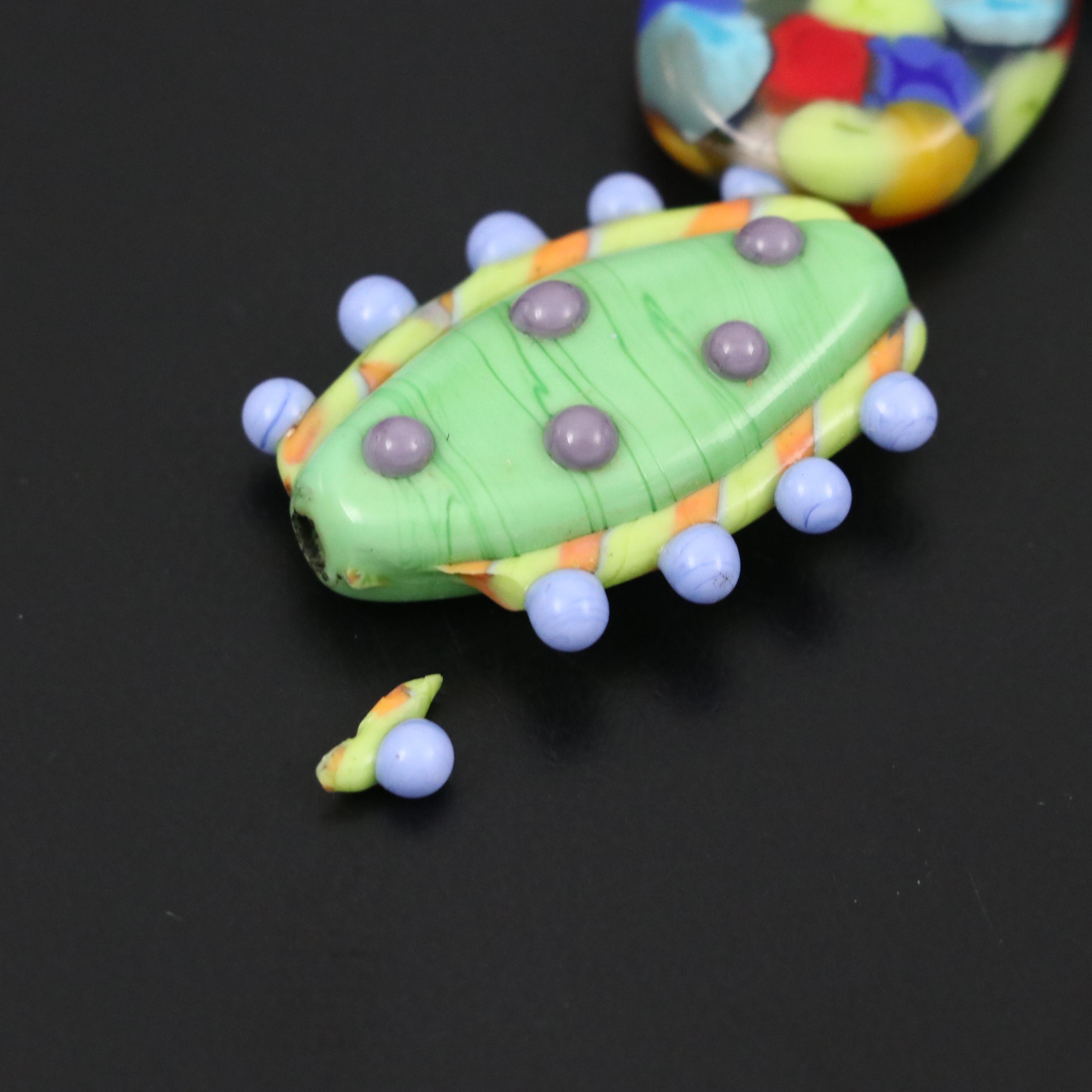 Heisey Lariat Glass Bowl with Art Glass Beads and Kelvin Chen Dish