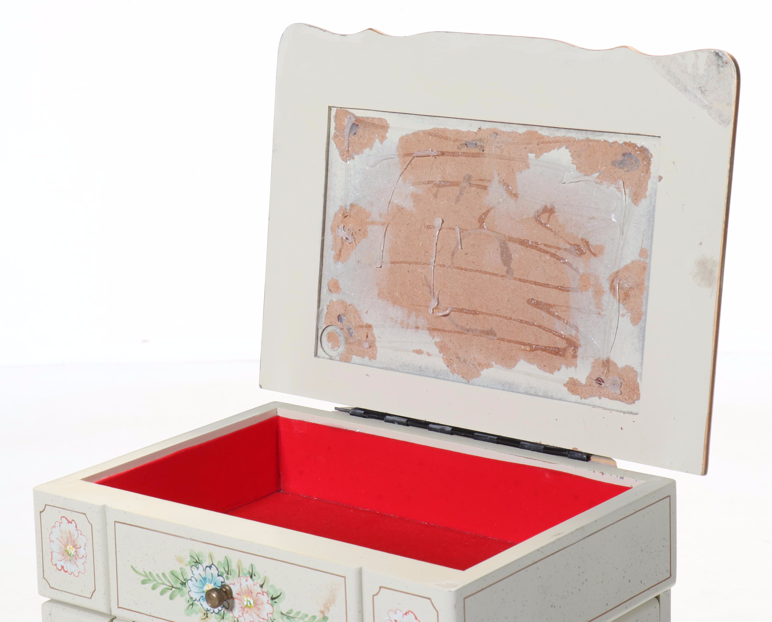 Queen Anne Style Paint-Decorated Wood Jewelry Armoire