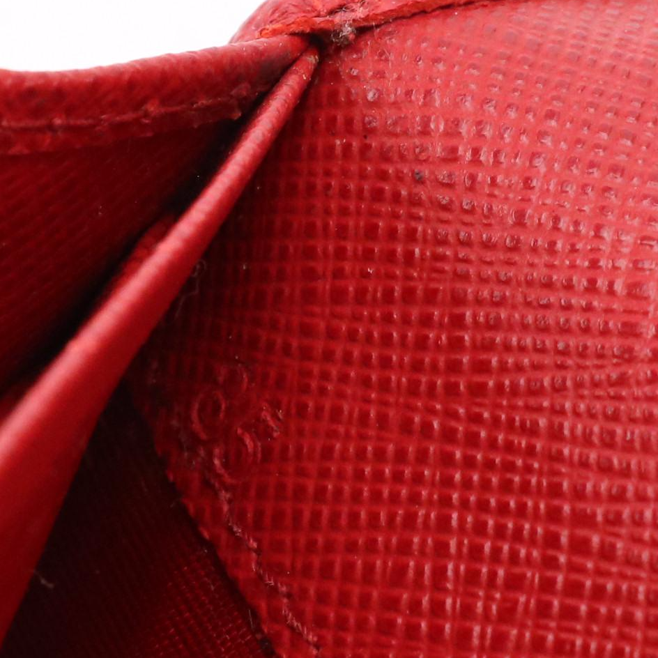 Prada Red Saffiano Leather Front-Flap Continental Wallet in Box