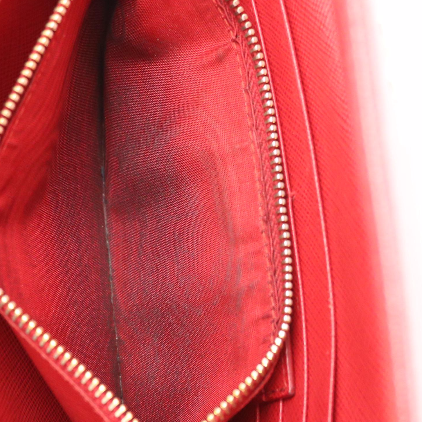 Prada Red Saffiano Leather Front-Flap Continental Wallet in Box