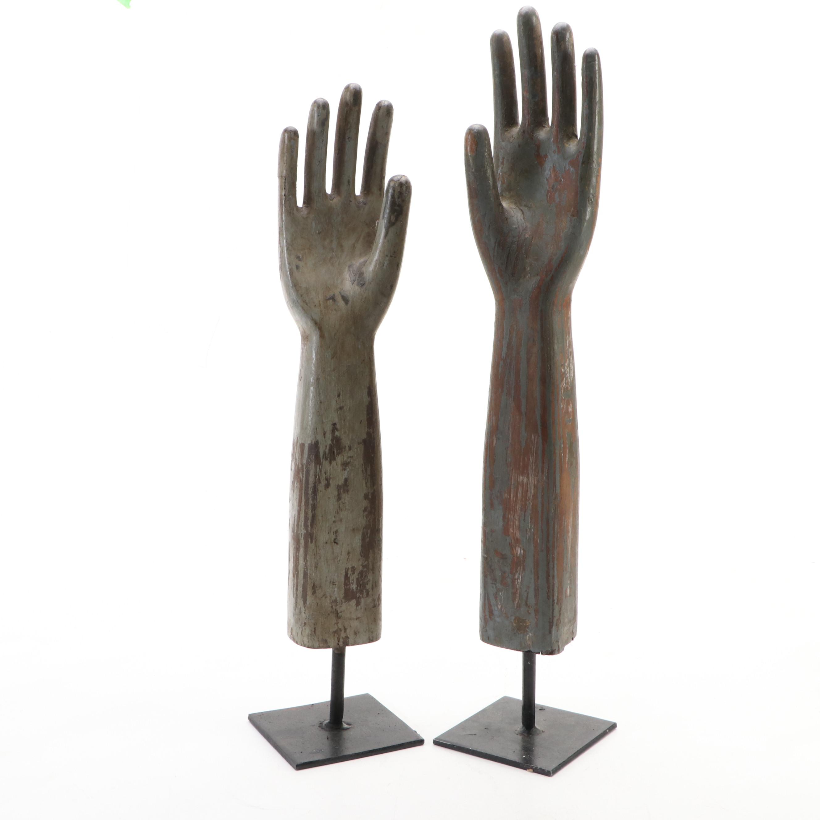 Left and Right Hand Glove Molds with Stands