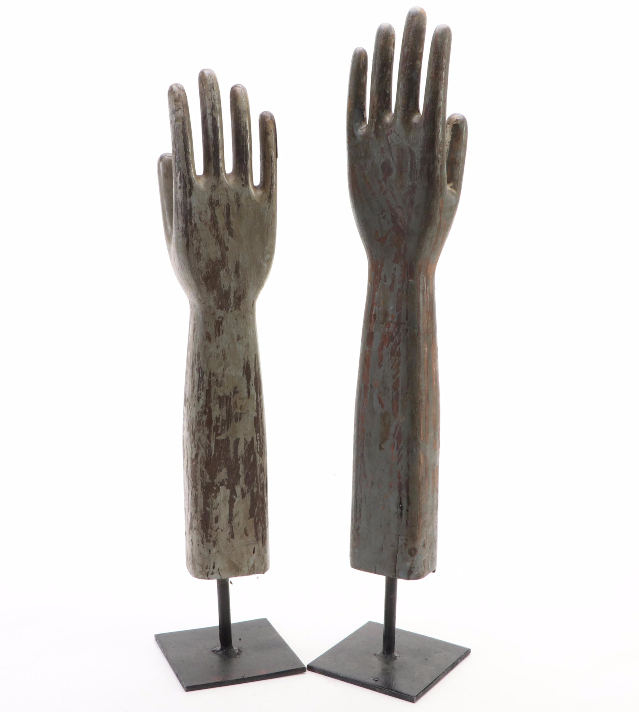 Left and Right Hand Glove Molds with Stands