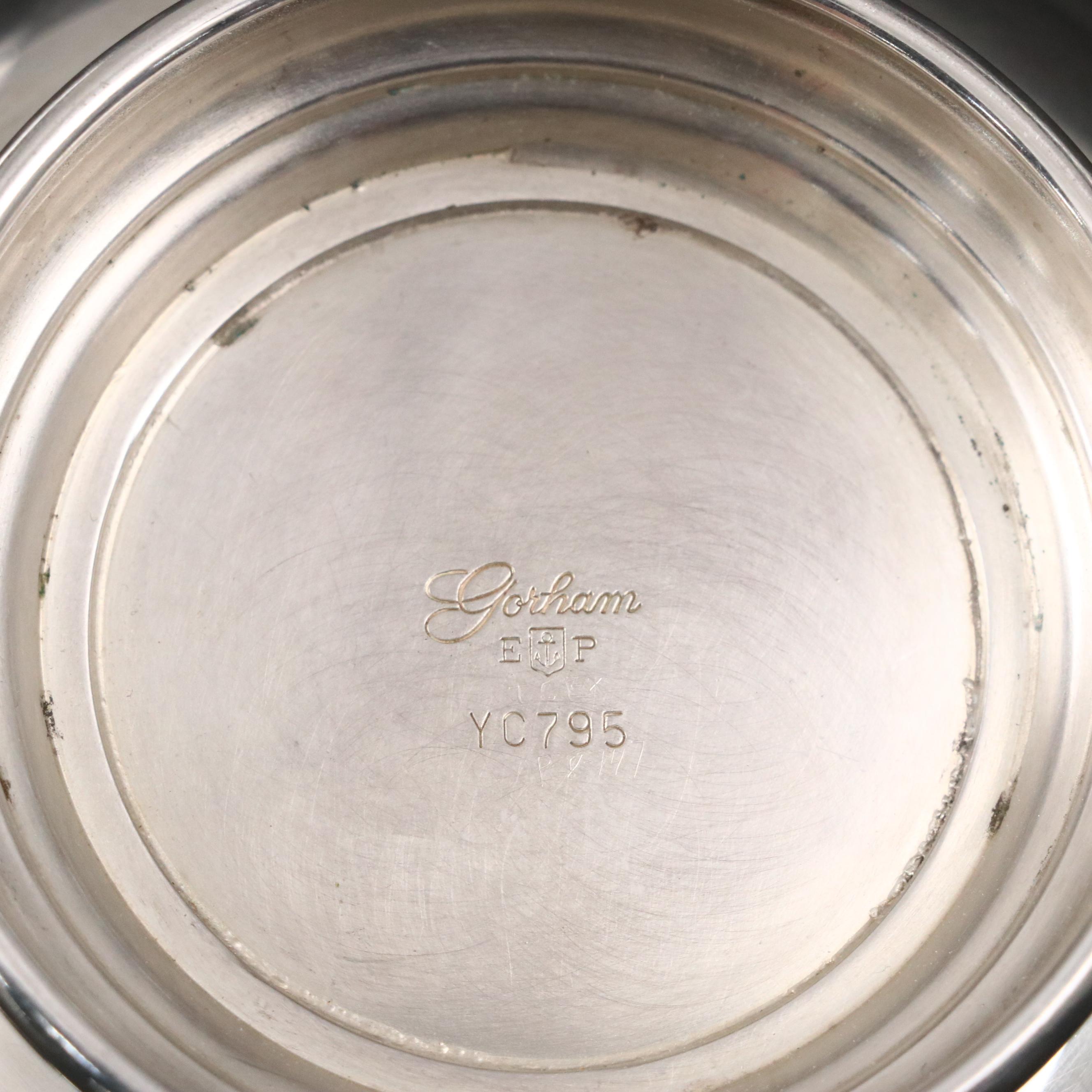 Wallace Sterling and Gorham Silver Plate "Paul Revere" Bowls and Glass Pitcher