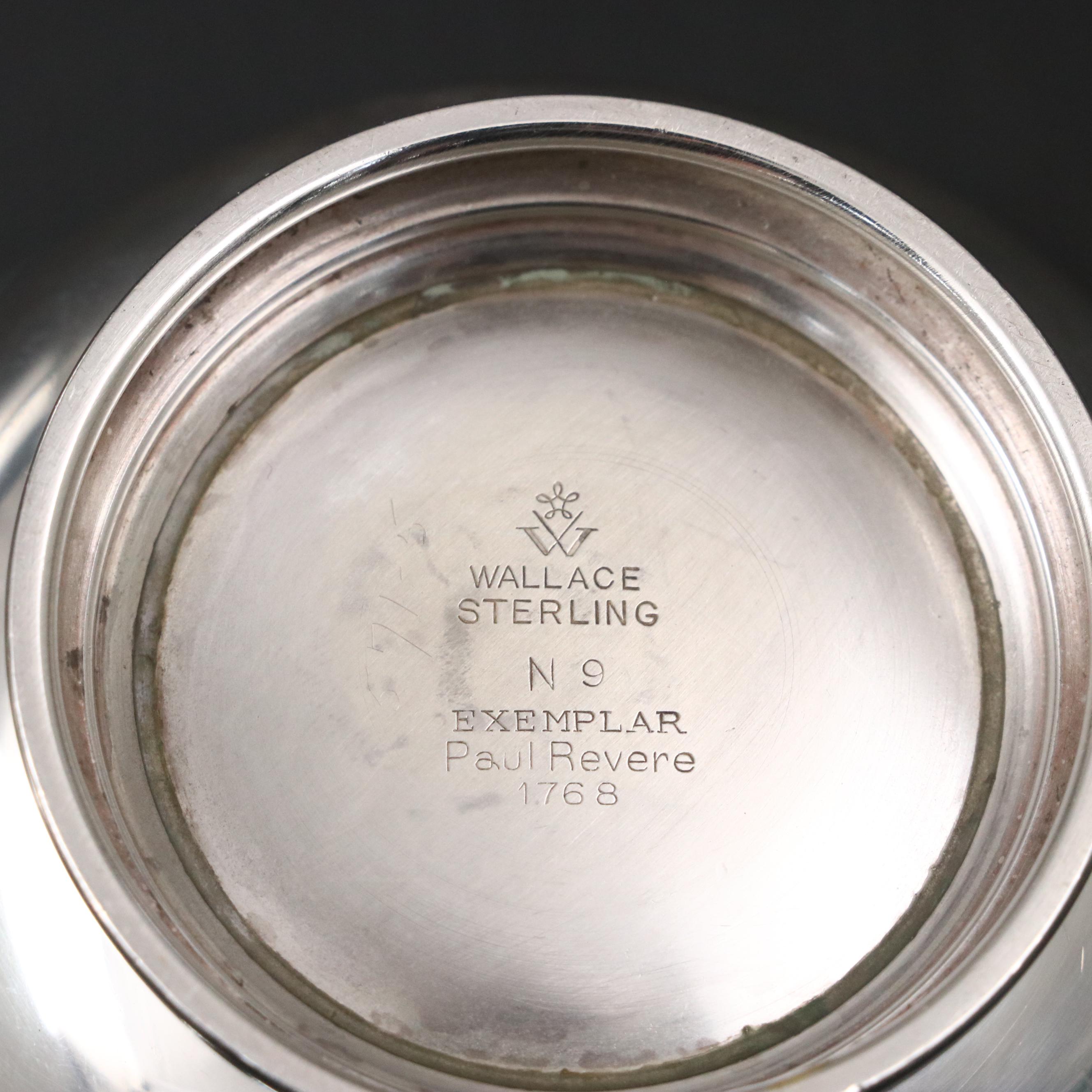 Wallace Sterling and Gorham Silver Plate "Paul Revere" Bowls and Glass Pitcher