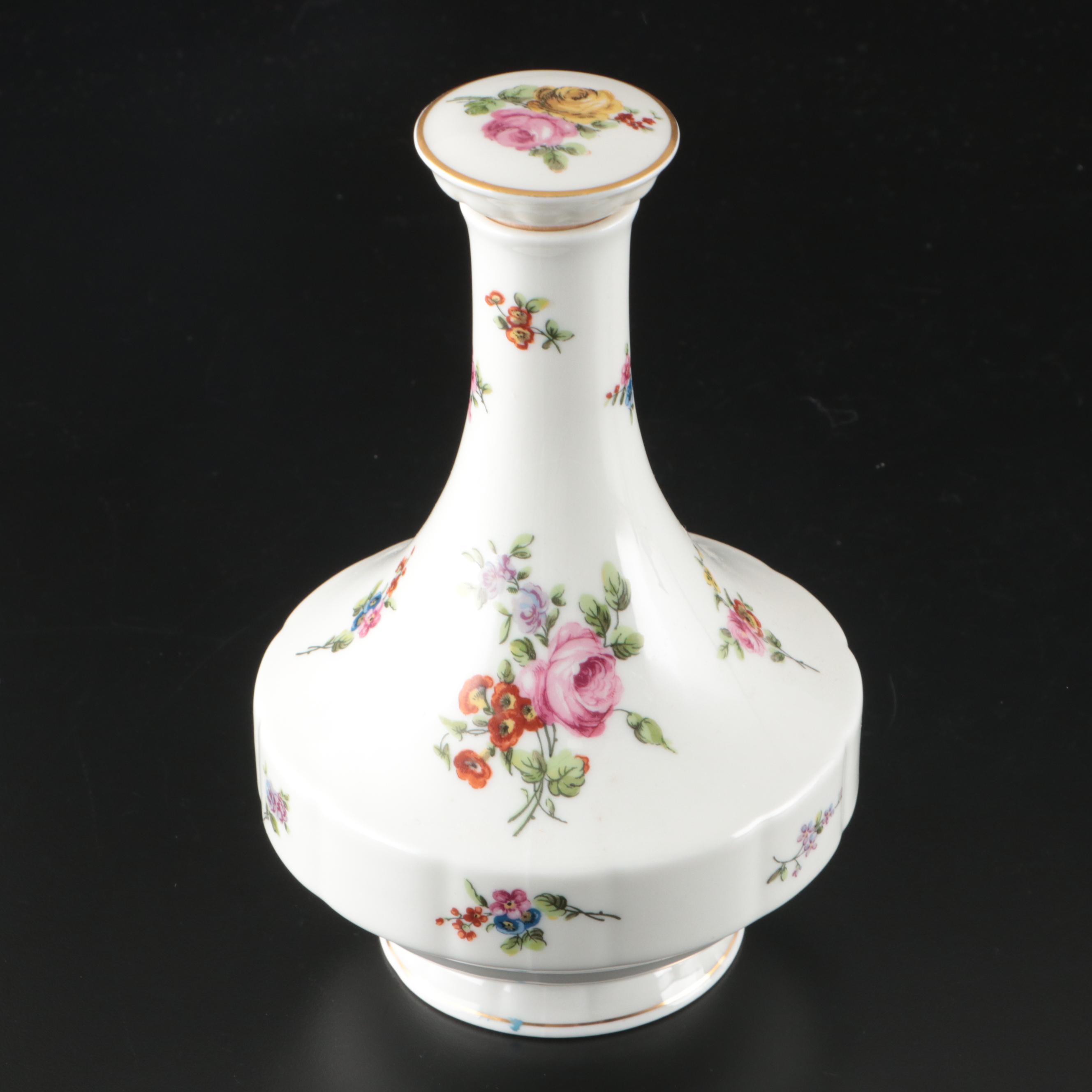 Haviland Limoges Chantilly Porcelain Flask & Japanese Fern Quilted Bottle