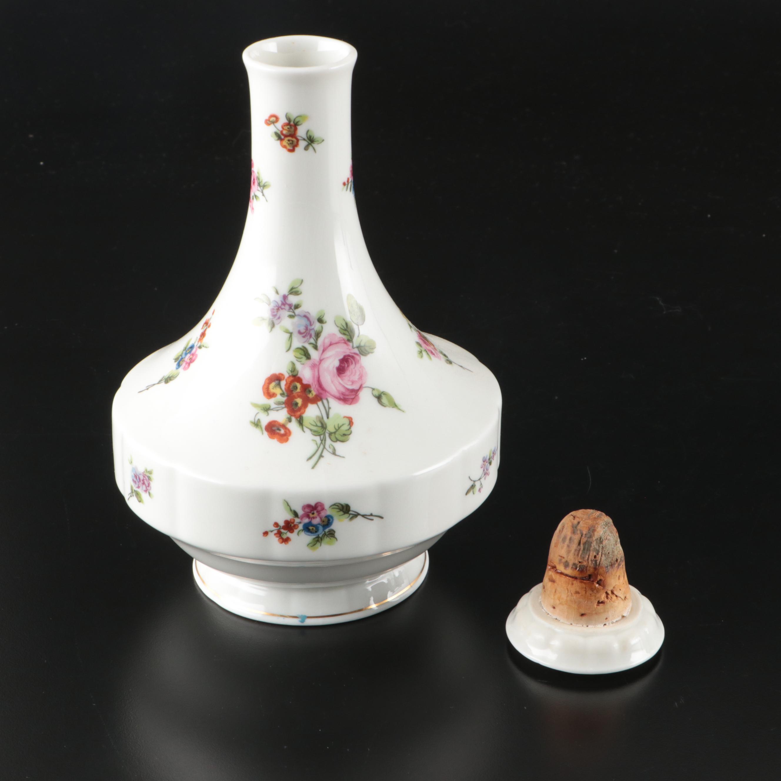 Haviland Limoges Chantilly Porcelain Flask & Japanese Fern Quilted Bottle